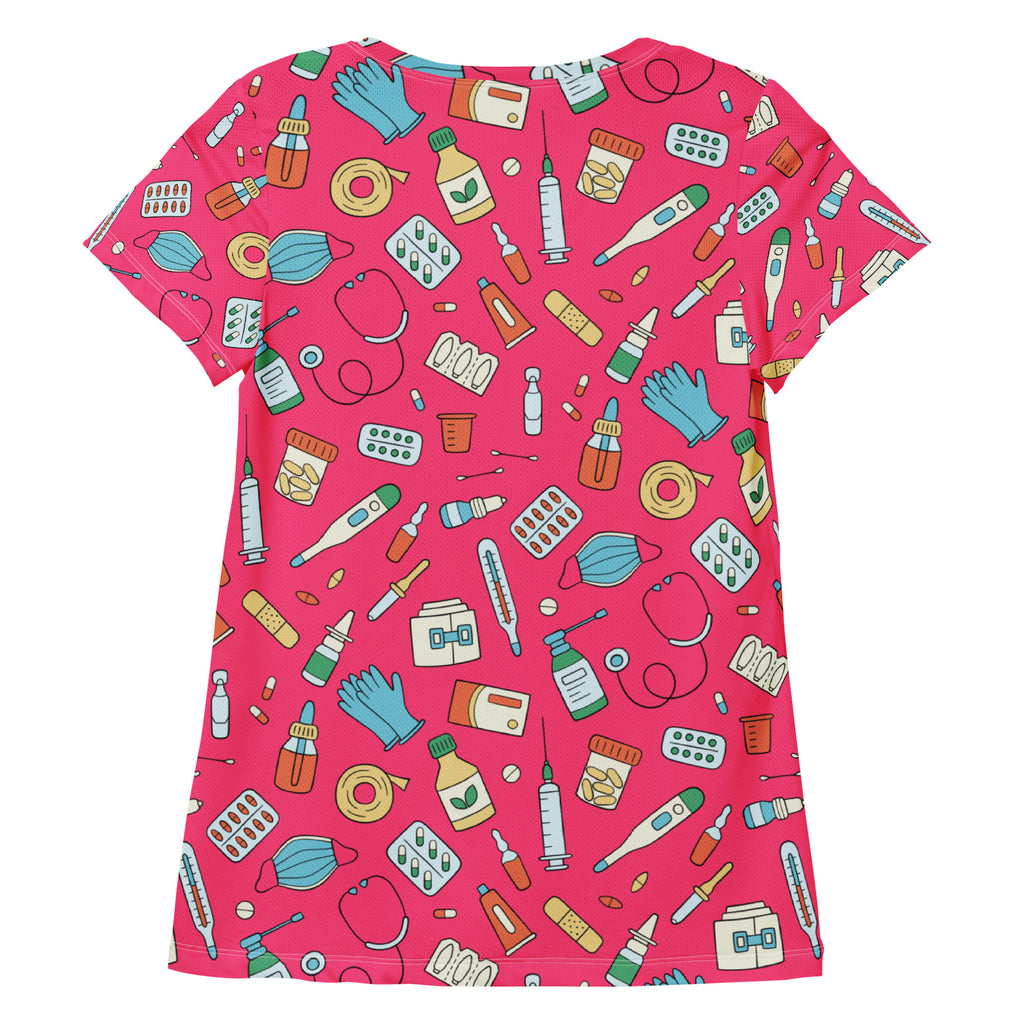 Women’s Nurse Themed Performance Athletic T-Shirt - Lightweight Moisture Wicking Workout Top with UPF 50+