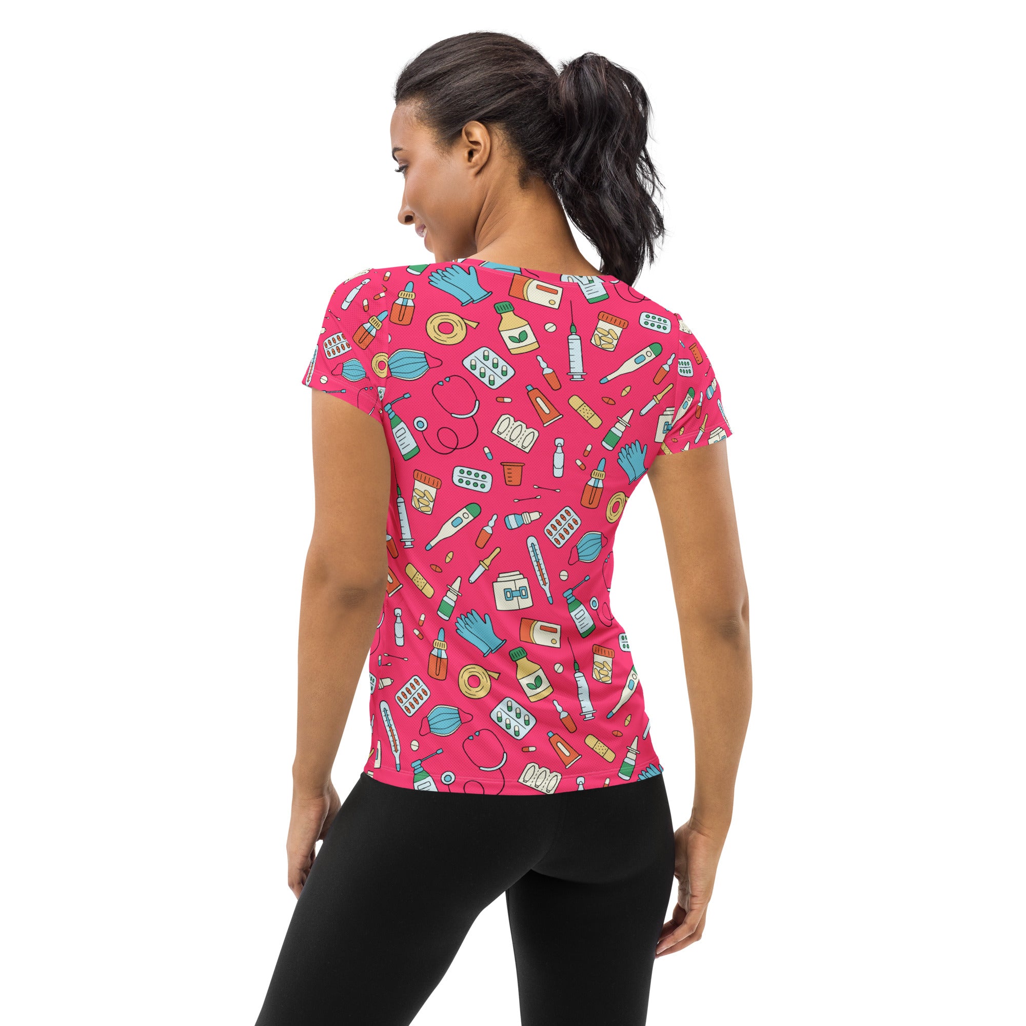 Women’s Nurse Themed Performance Athletic T-Shirt - Lightweight Moisture Wicking Workout Top with UPF 50+
