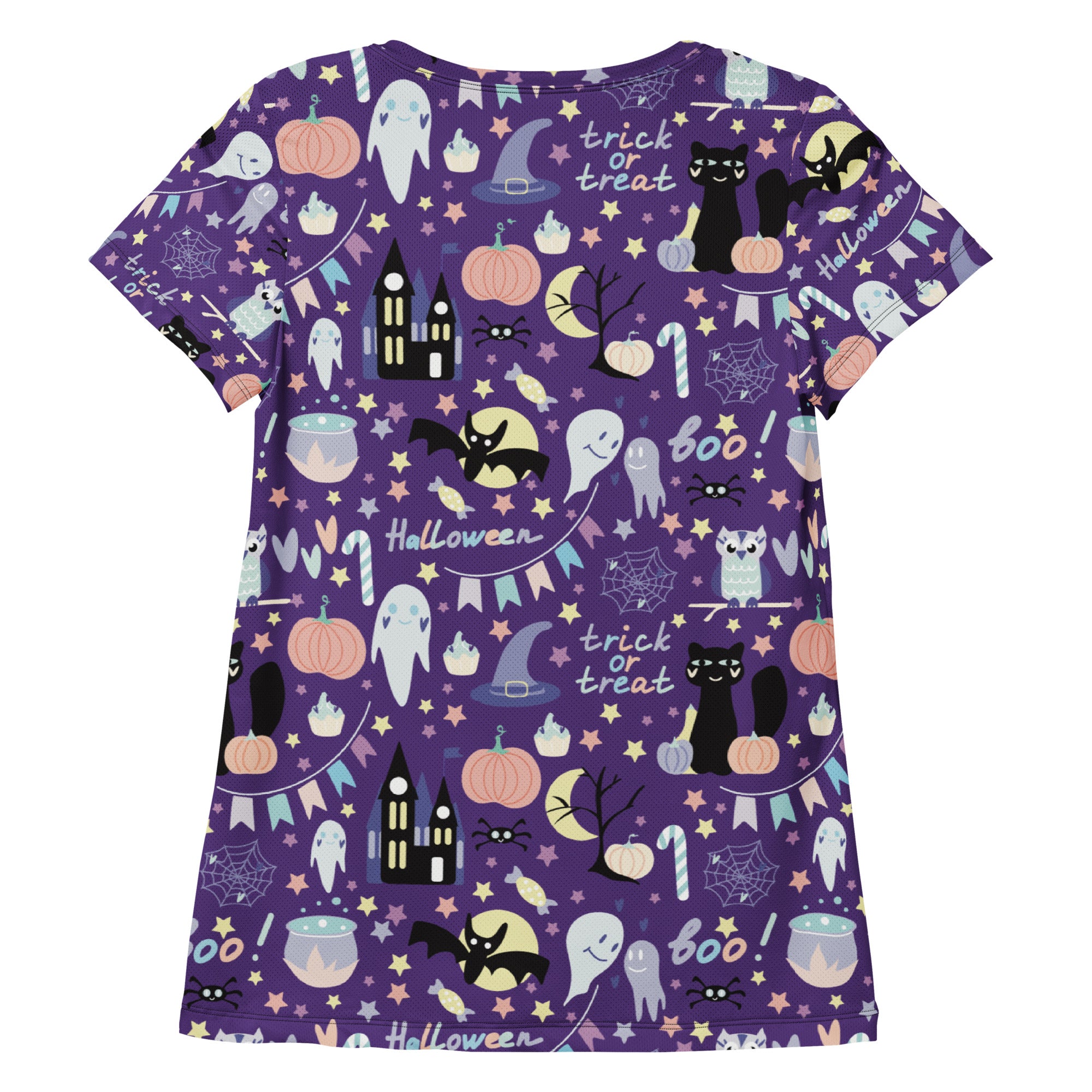 Women’s Spooky Halloween Performance Athletic T-Shirt - Lightweight Moisture Wicking Workout Top with UPF 50+