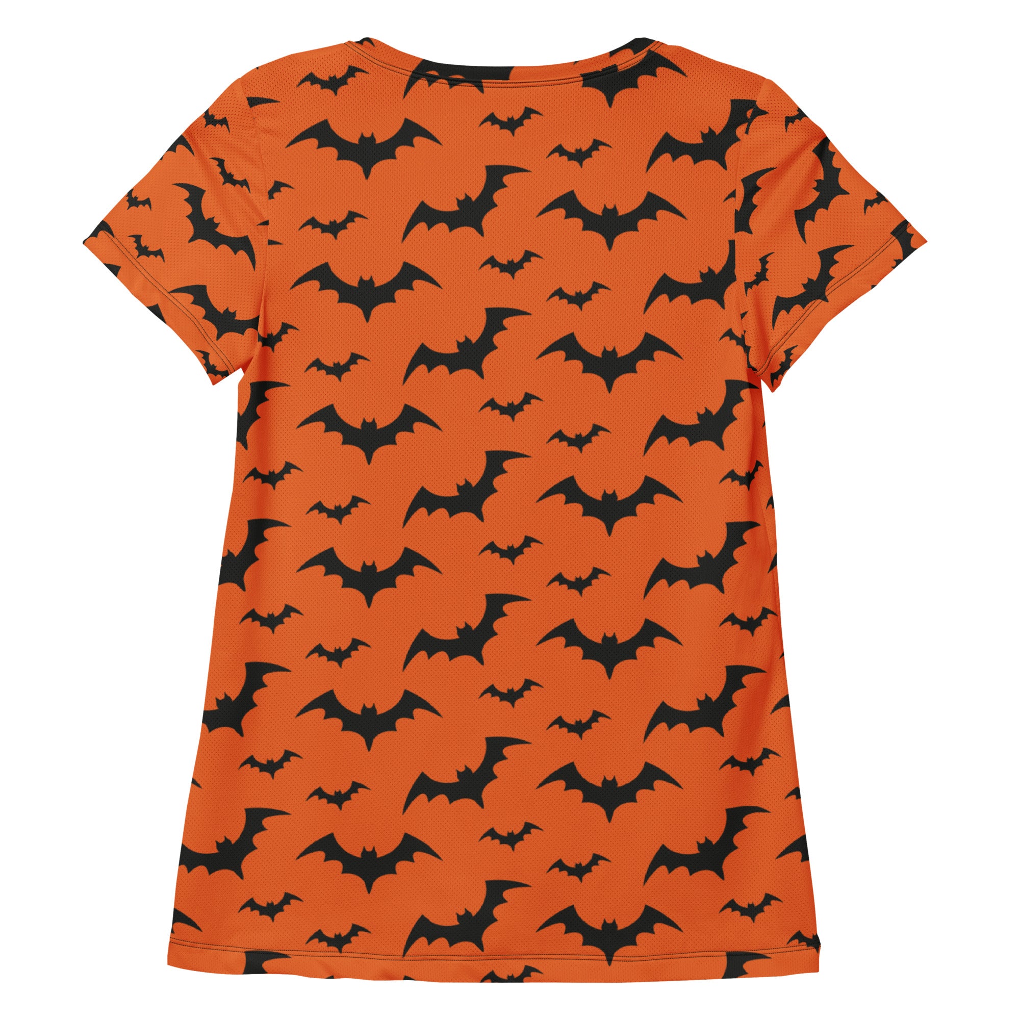 Women’s Orange Bats Halloween Performance Athletic T-Shirt - Lightweight Moisture Wicking Workout Top with UPF 50+