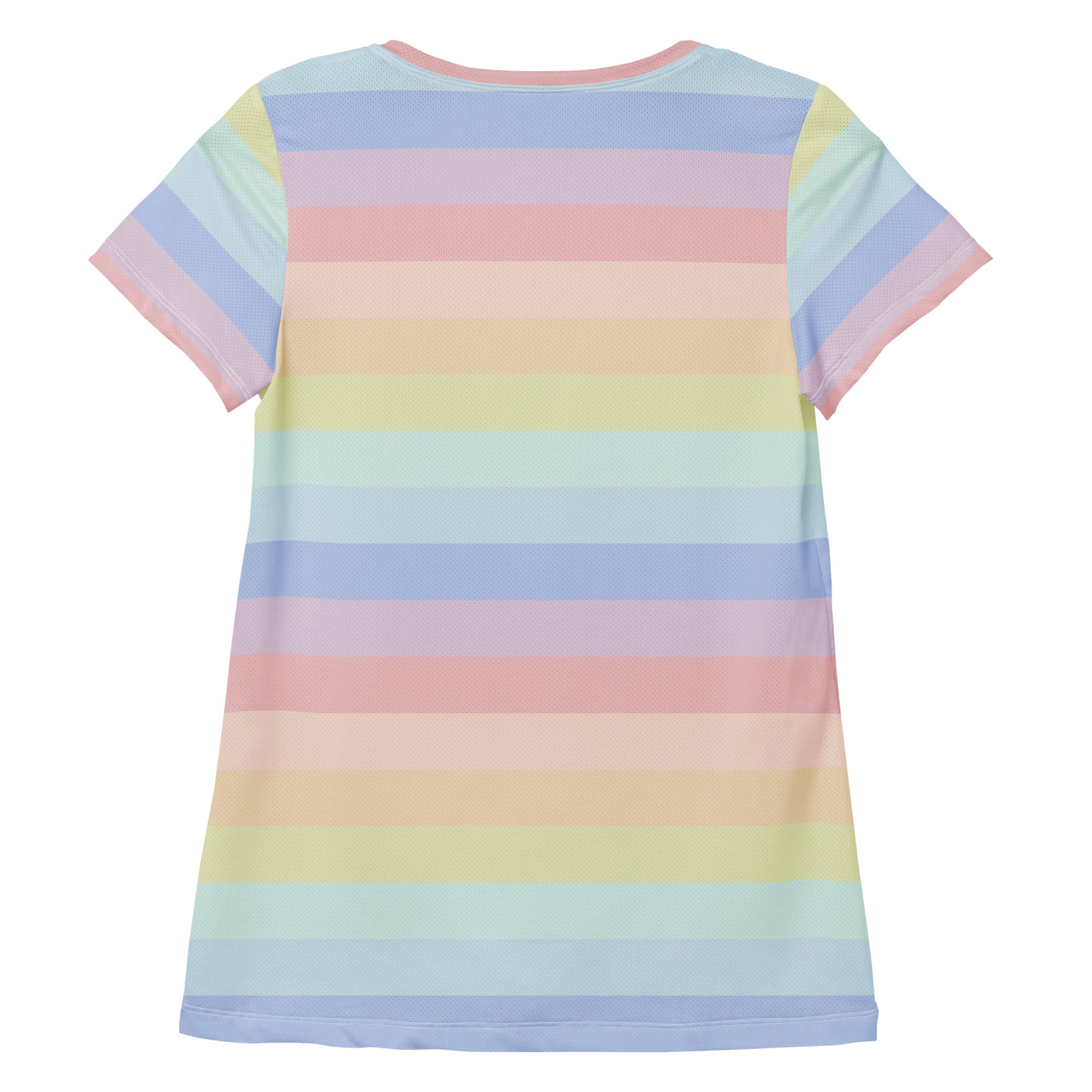 Women’s Colorful Pastel Striped Performance Athletic T-Shirt - Lightweight Moisture Wicking Workout Top with UPF 50+