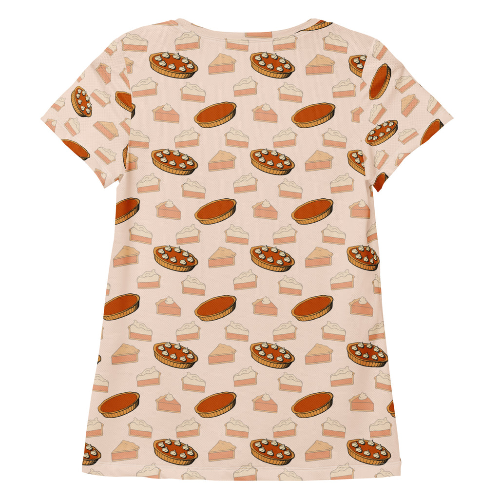 Women’s Pumpkin Pie Thanksgiving Performance Athletic T-Shirt - Lightweight Moisture Wicking Workout Top with UPF 50+