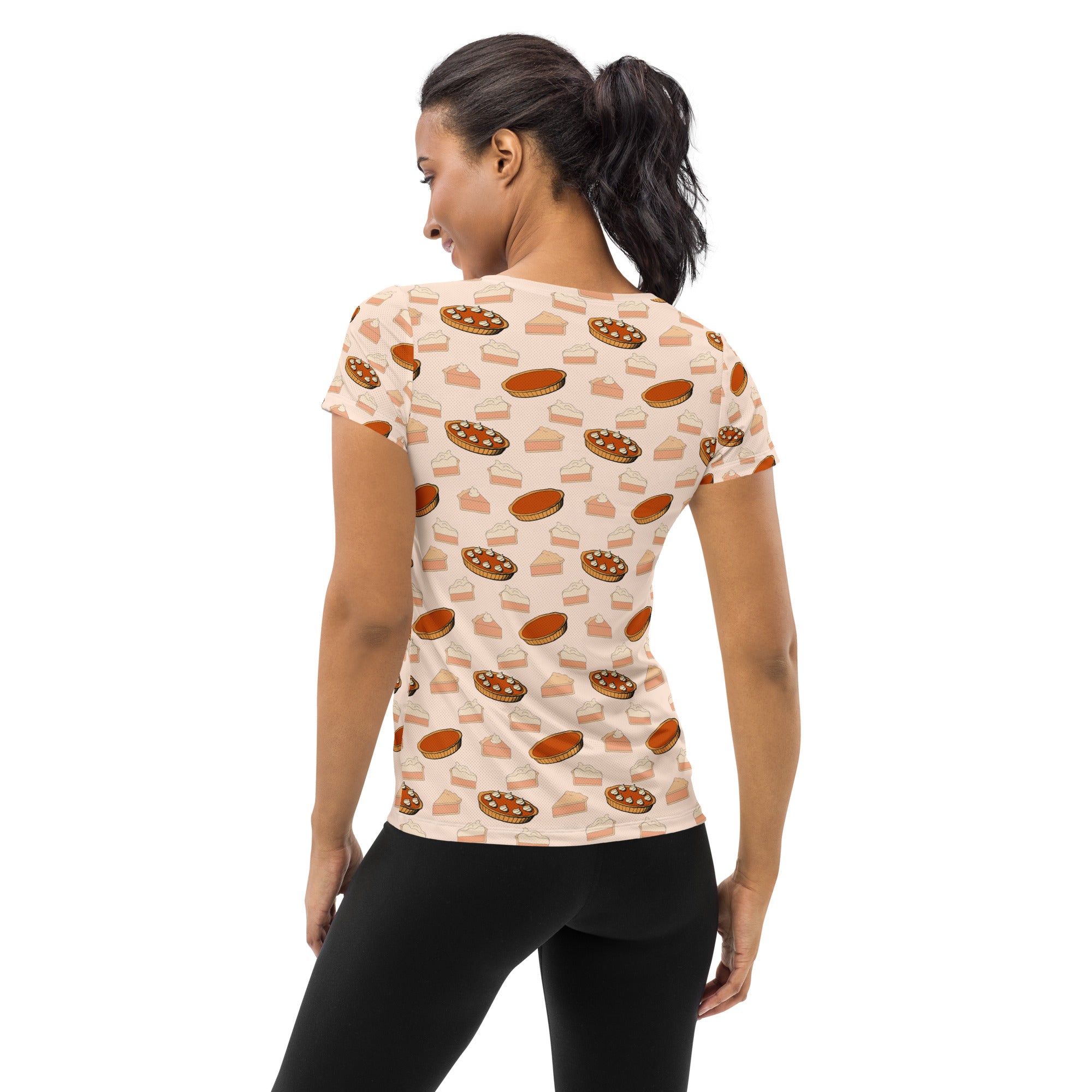 Women’s Pumpkin Pie Thanksgiving Performance Athletic T-Shirt - Lightweight Moisture Wicking Workout Top with UPF 50+