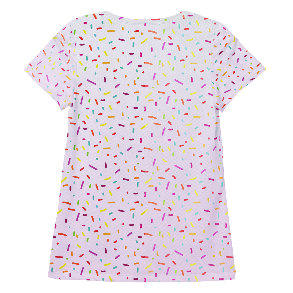 Women’s Colorful Sprinkles Performance Athletic T-Shirt - Lightweight Moisture Wicking Workout Top with UPF 50+