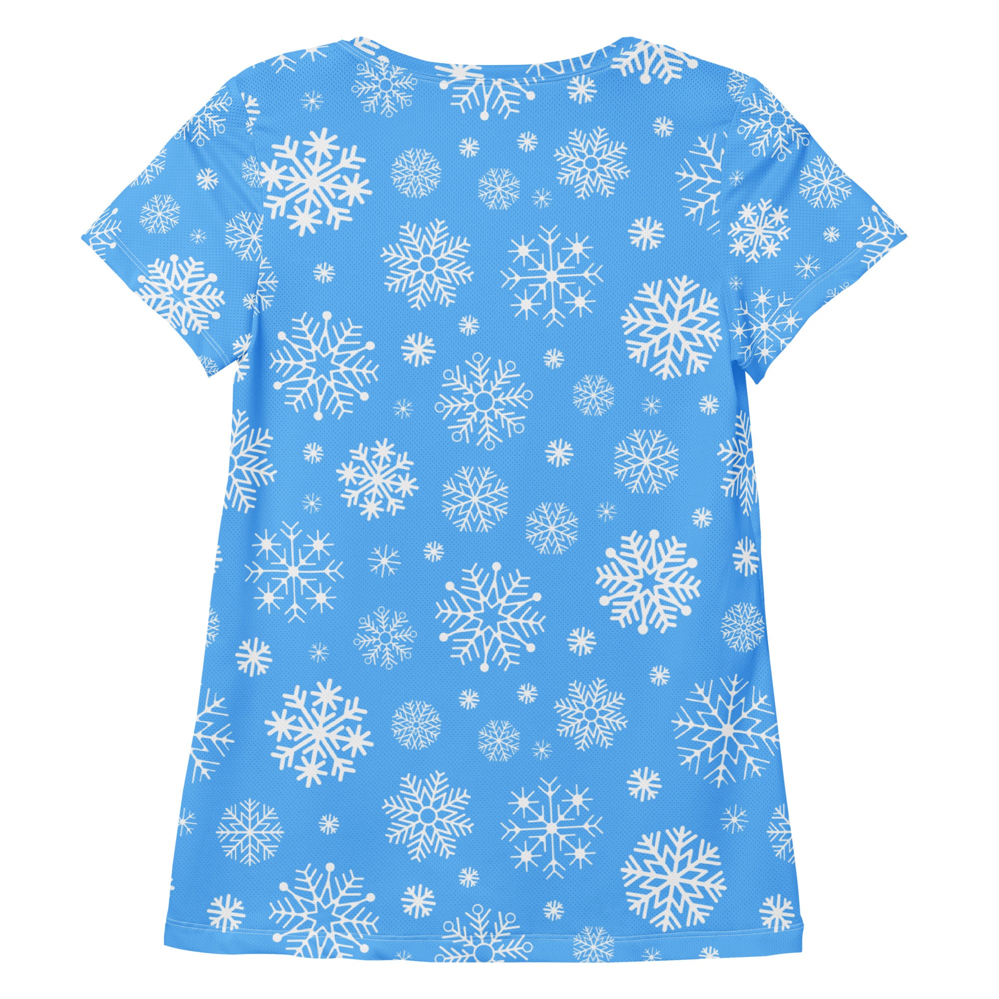 Women’s Blue Snowflake Performance Athletic T-Shirt - Lightweight Moisture Wicking Workout Top with UPF 50+