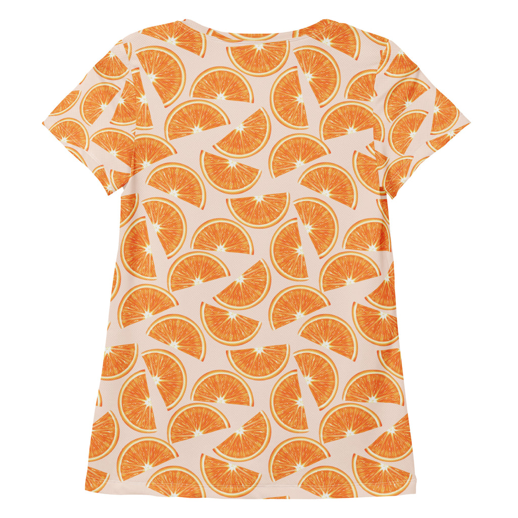 Women’s Orange Slice Performance Athletic T-Shirt - Lightweight Moisture Wicking Workout Top with UPF 50+