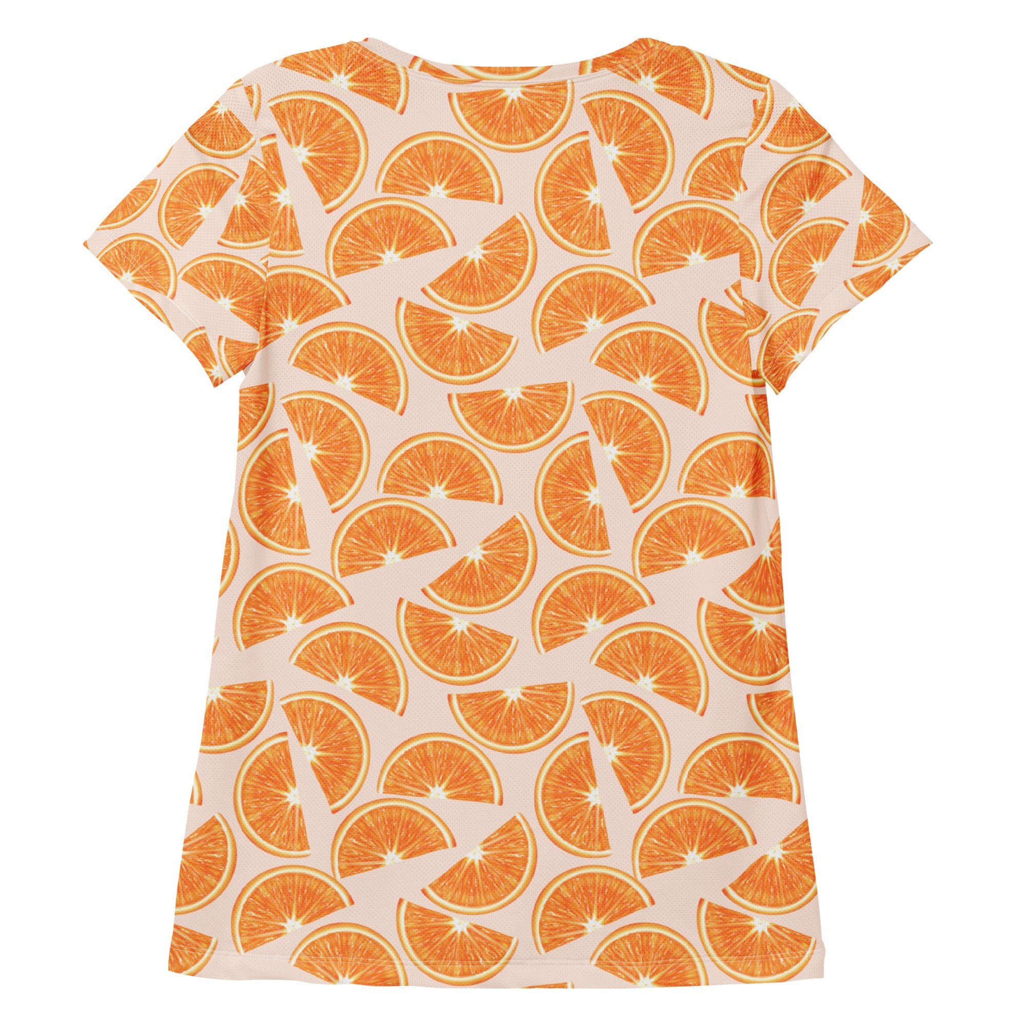 Women’s Orange Slice Performance Athletic T-Shirt - Lightweight Moisture Wicking Workout Top with UPF 50+