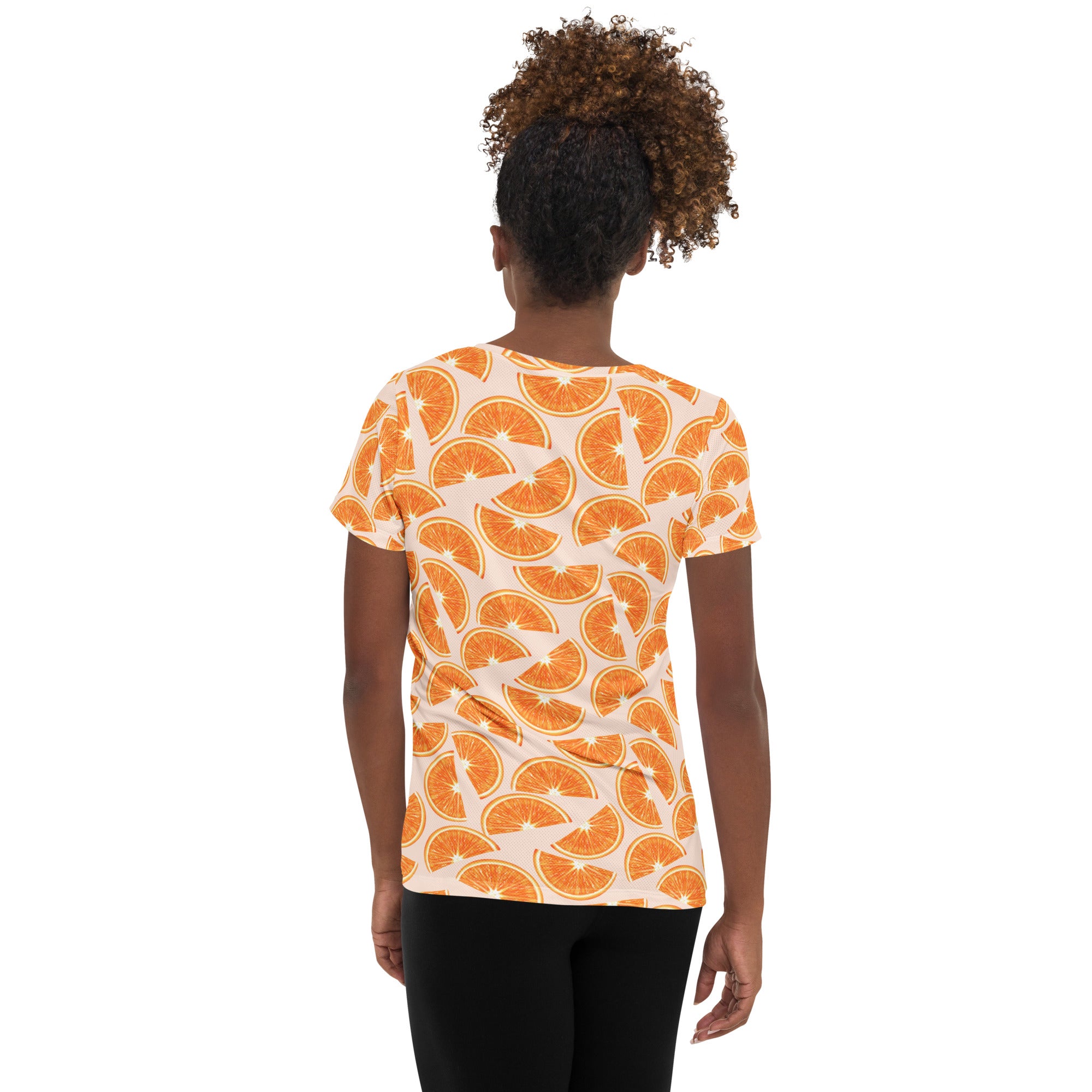 Women’s Orange Slice Performance Athletic T-Shirt - Lightweight Moisture Wicking Workout Top with UPF 50+