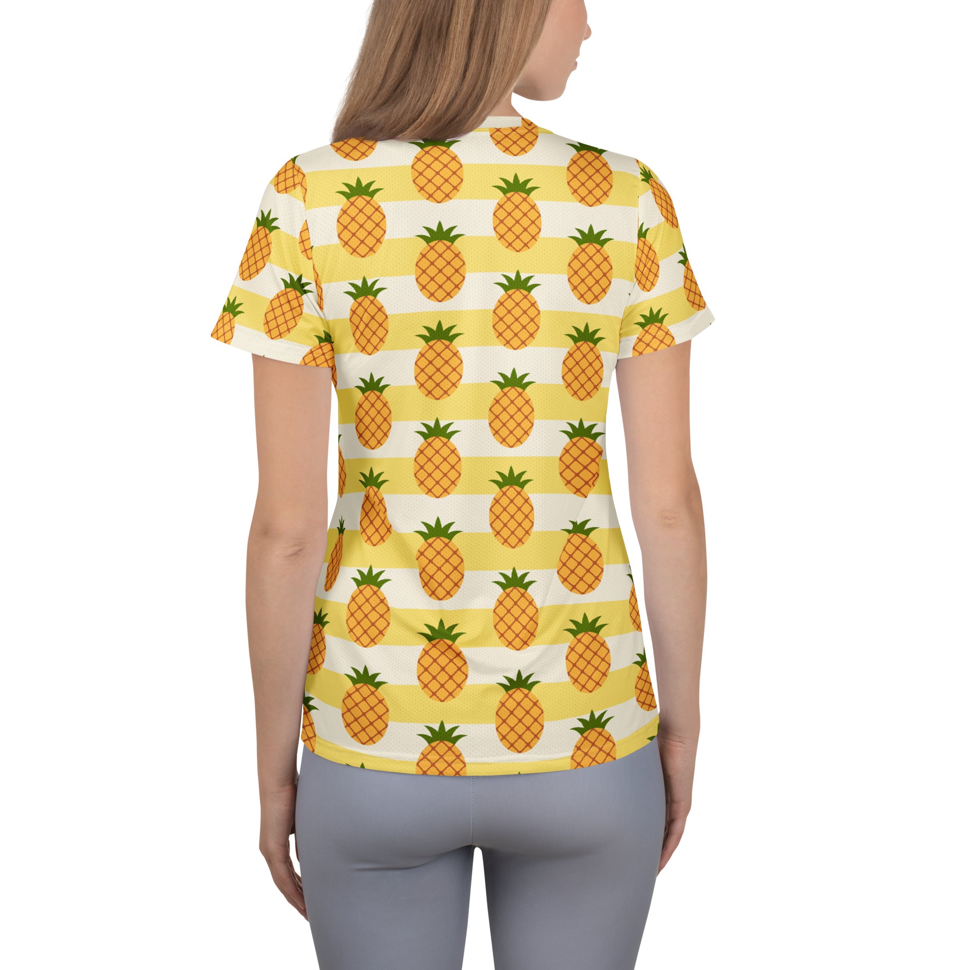 Women’s Pineapple Performance Athletic T-Shirt - Lightweight Moisture Wicking Workout Top with UPF 50+