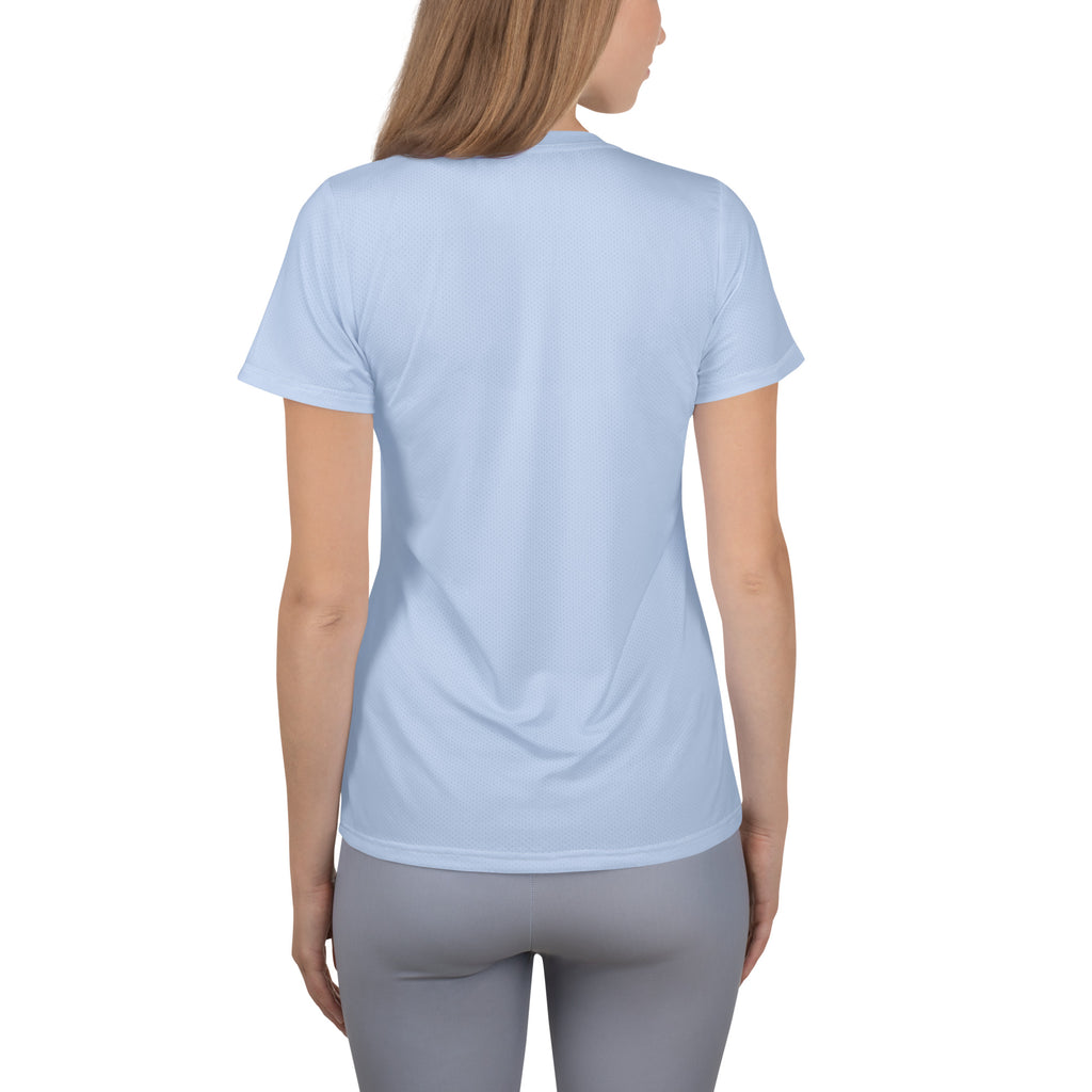 Women’s Pale Blue Performance Athletic T-Shirt - Lightweight Moisture Wicking Workout Top with UPF 50+