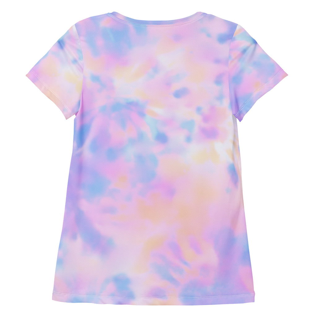 Women’s Pastel Watercolor Tie Dye Performance Athletic T-Shirt - Lightweight Moisture Wicking Workout Top with UPF 50+