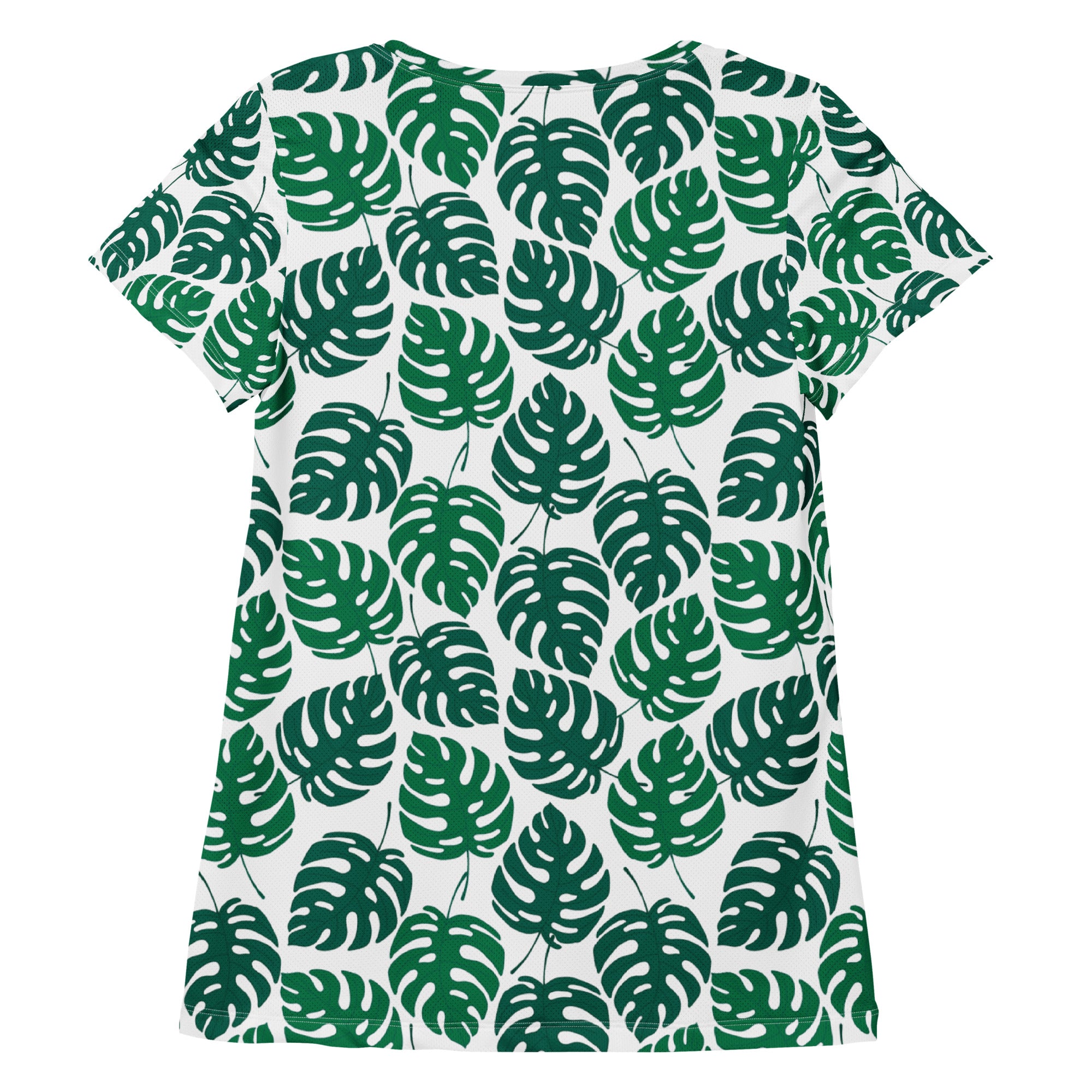 Women’s Monstera Leaf Performance Athletic T-Shirt - Lightweight Moisture Wicking Workout Top with UPF 50+