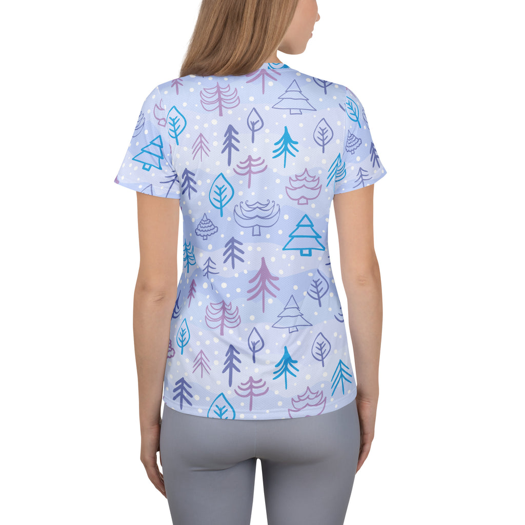 Women’s Winter Forest Performance Athletic T-Shirt - Lightweight Moisture Wicking Workout Top with UPF 50+