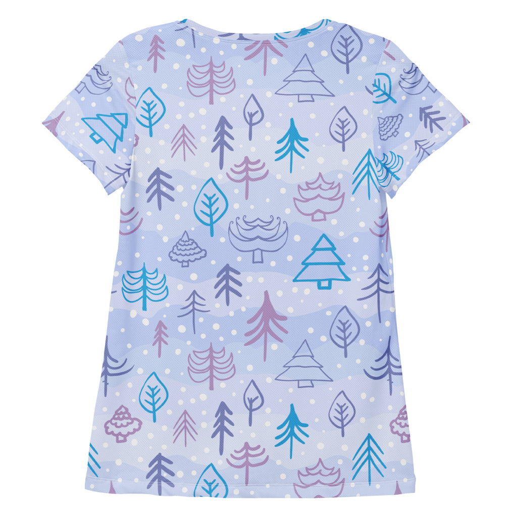 Women’s Winter Forest Performance Athletic T-Shirt - Lightweight Moisture Wicking Workout Top with UPF 50+