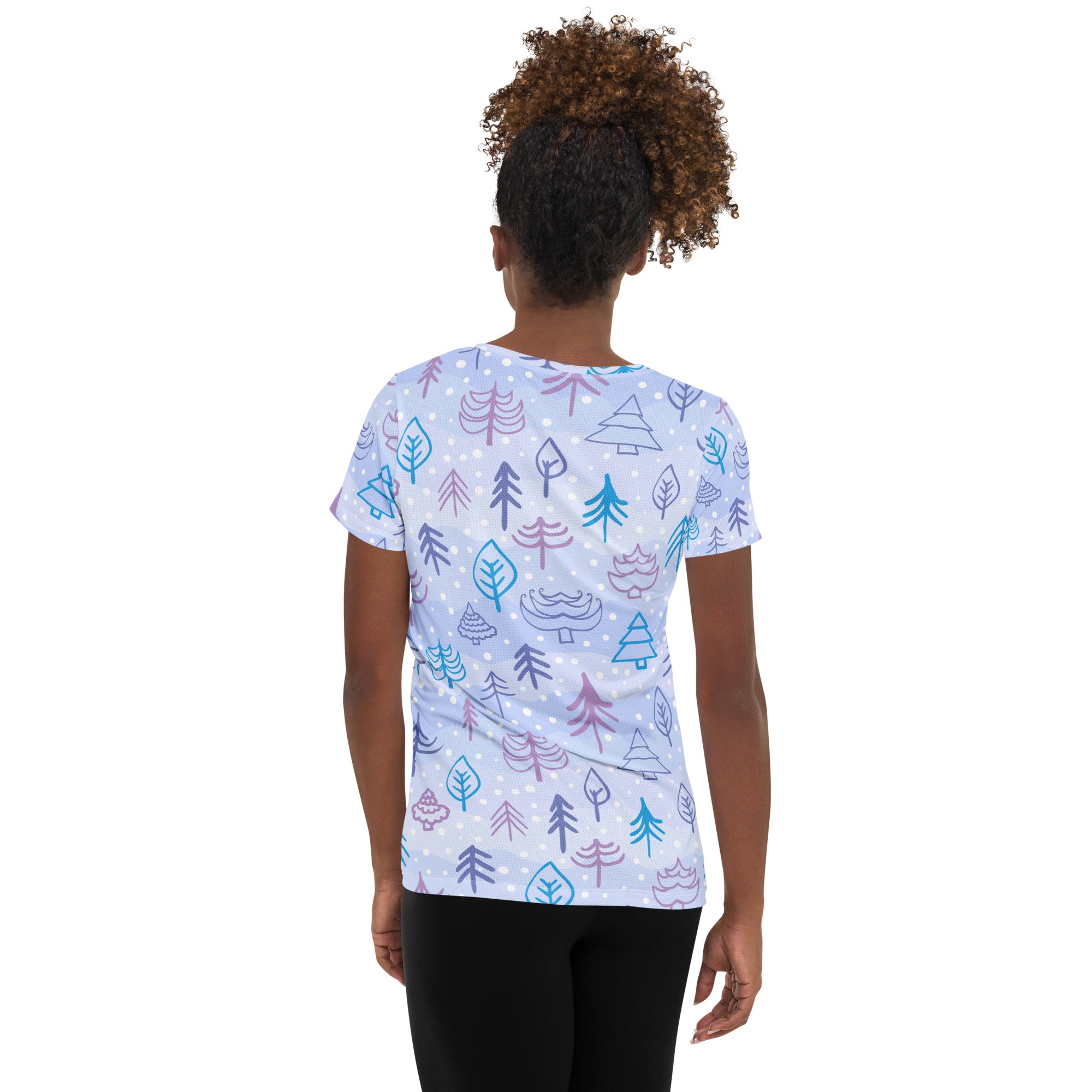 Women’s Winter Forest Performance Athletic T-Shirt - Lightweight Moisture Wicking Workout Top with UPF 50+