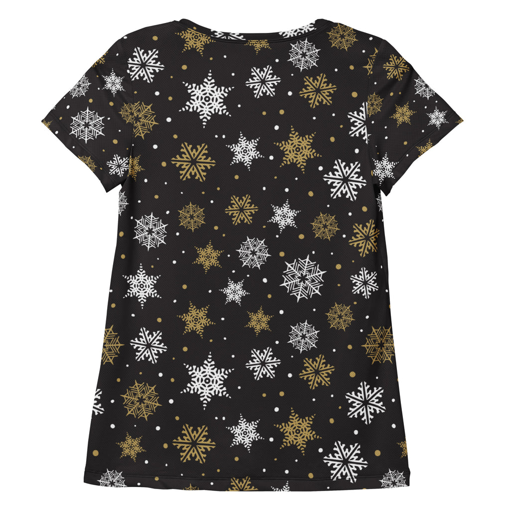 Women’s Gold Snowflake Performance Athletic T-Shirt - Lightweight Moisture Wicking Workout Top with UPF 50+