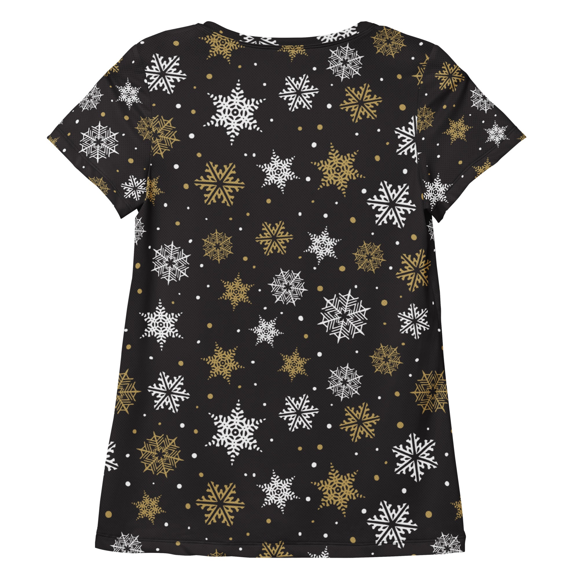 Women’s Gold Snowflake Performance Athletic T-Shirt - Lightweight Moisture Wicking Workout Top with UPF 50+