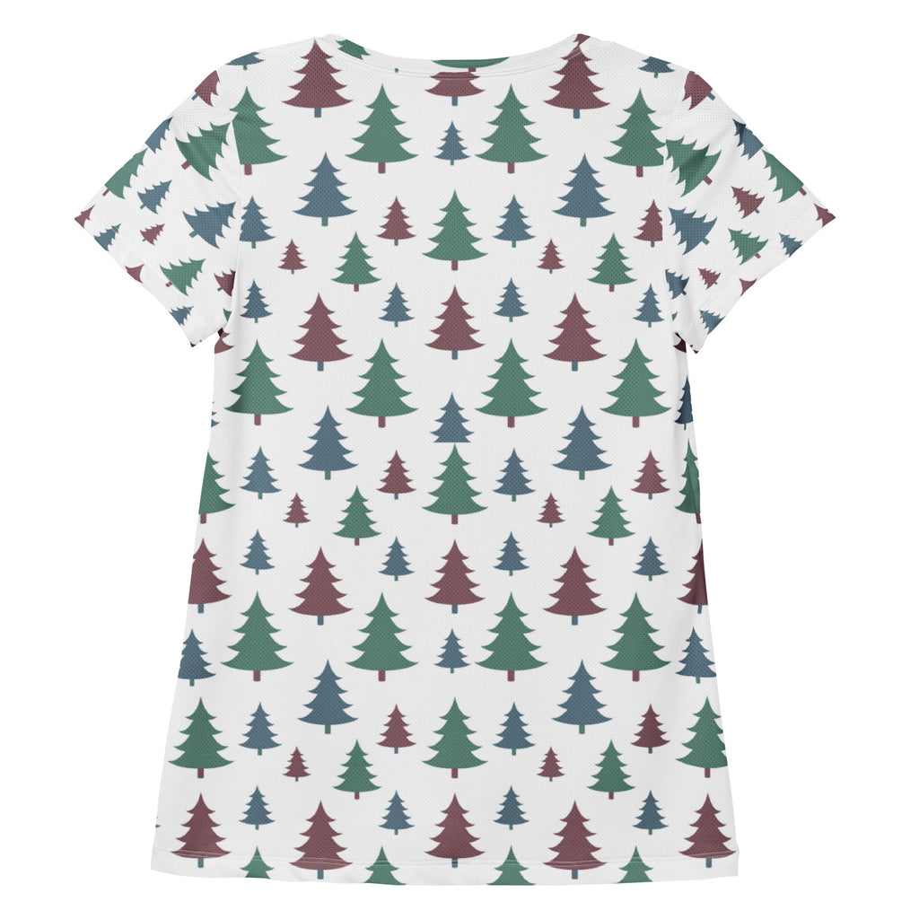 Women’s Christmas Tree Performance Athletic T-Shirt - Lightweight Moisture Wicking Workout Top with UPF 50+