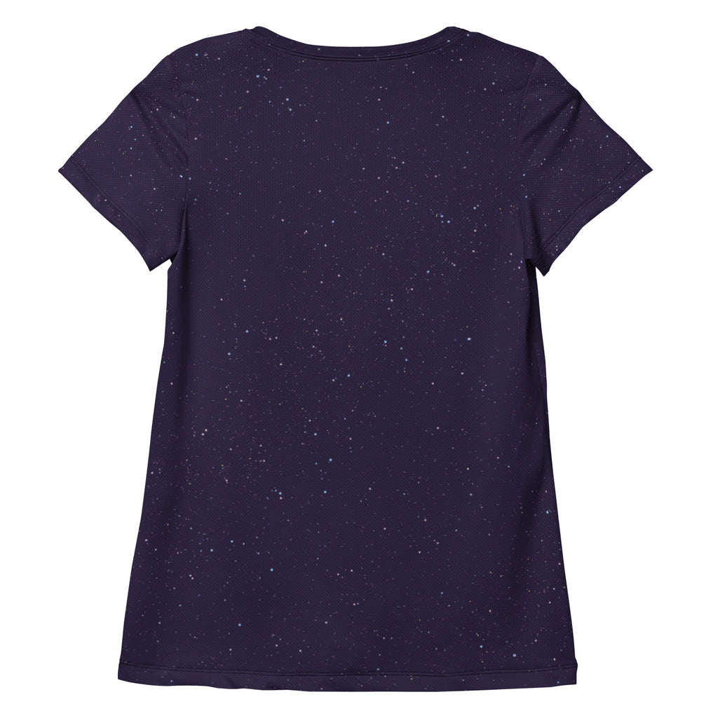 Women’s Purple Galaxy Performance Athletic T-Shirt - Lightweight Moisture Wicking Workout Top with UPF 50+