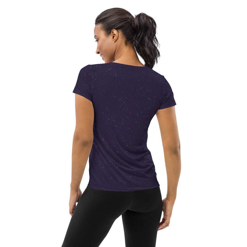 Women’s Purple Galaxy Performance Athletic T-Shirt - Lightweight Moisture Wicking Workout Top with UPF 50+