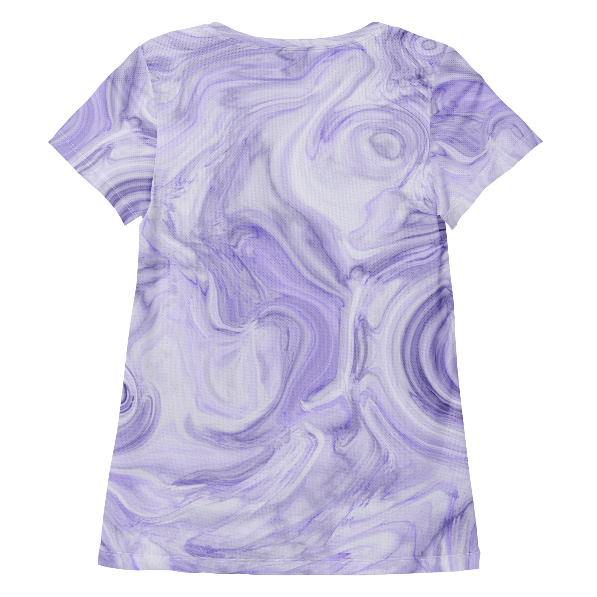 Women’s Lavender Marble Performance Athletic T-Shirt - Lightweight Moisture Wicking Workout Top with UPF 50+