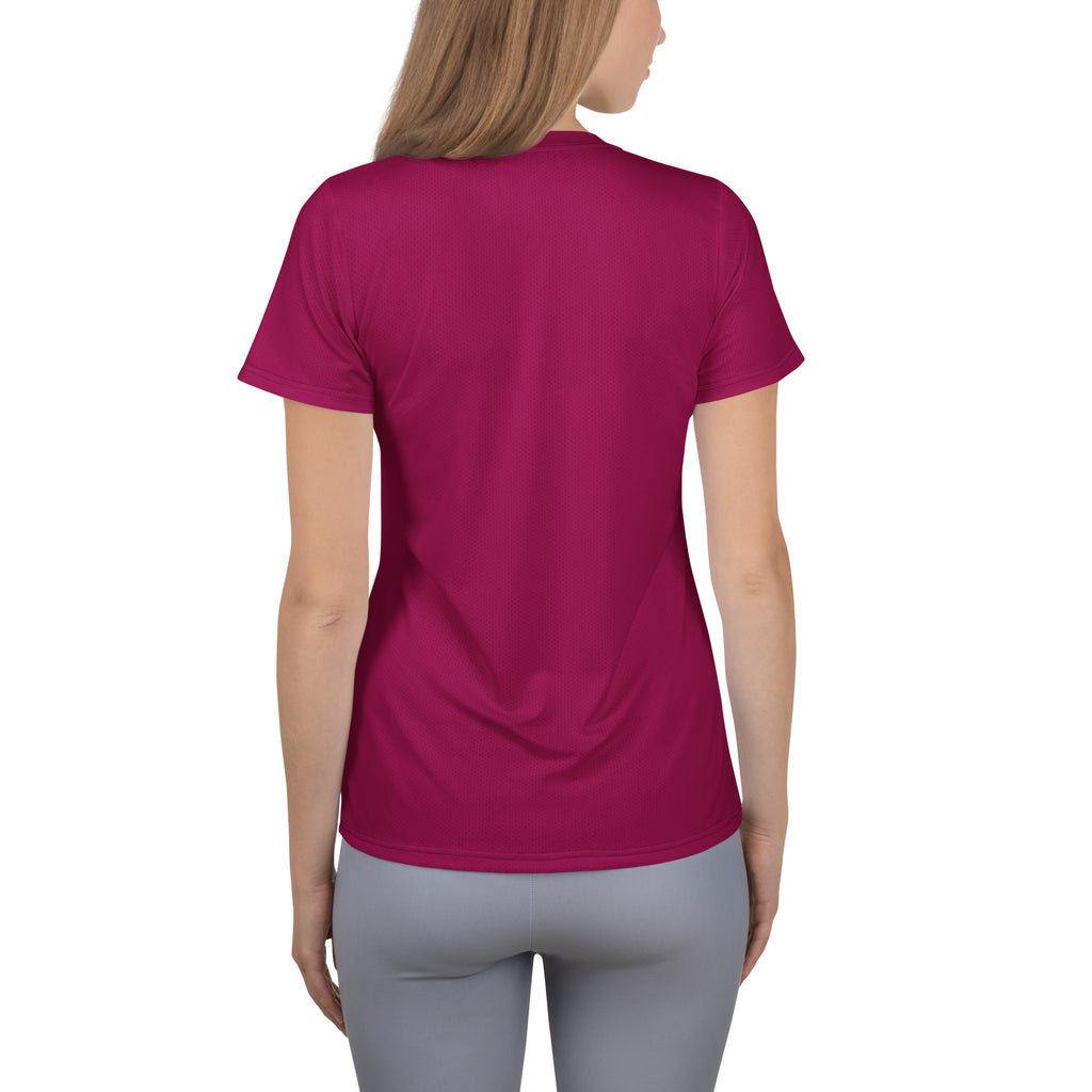 Women’s Magenta Performance Athletic T-Shirt - Lightweight Moisture Wicking Workout Top with UPF 50+