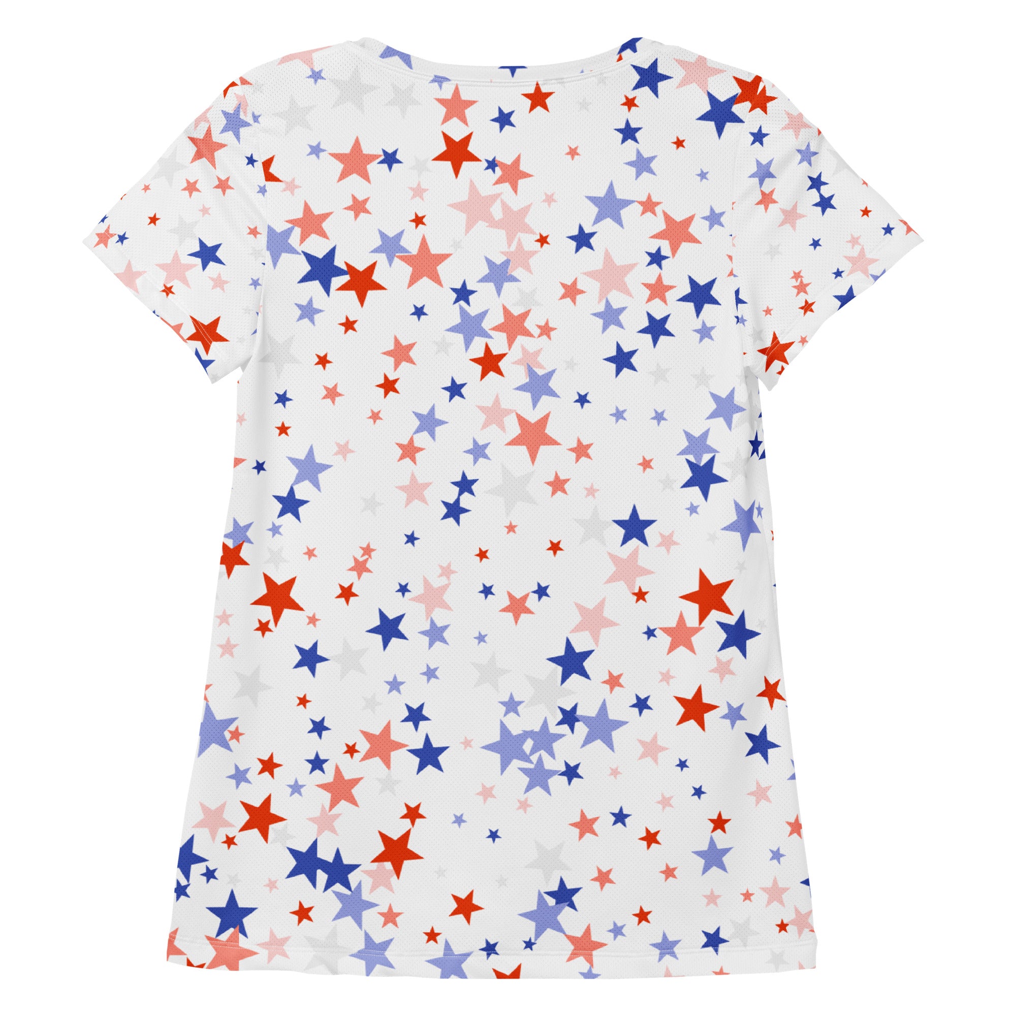 Women’s Red White & Blue Star Performance Athletic T-Shirt - Lightweight Moisture Wicking Workout Top with UPF 50+