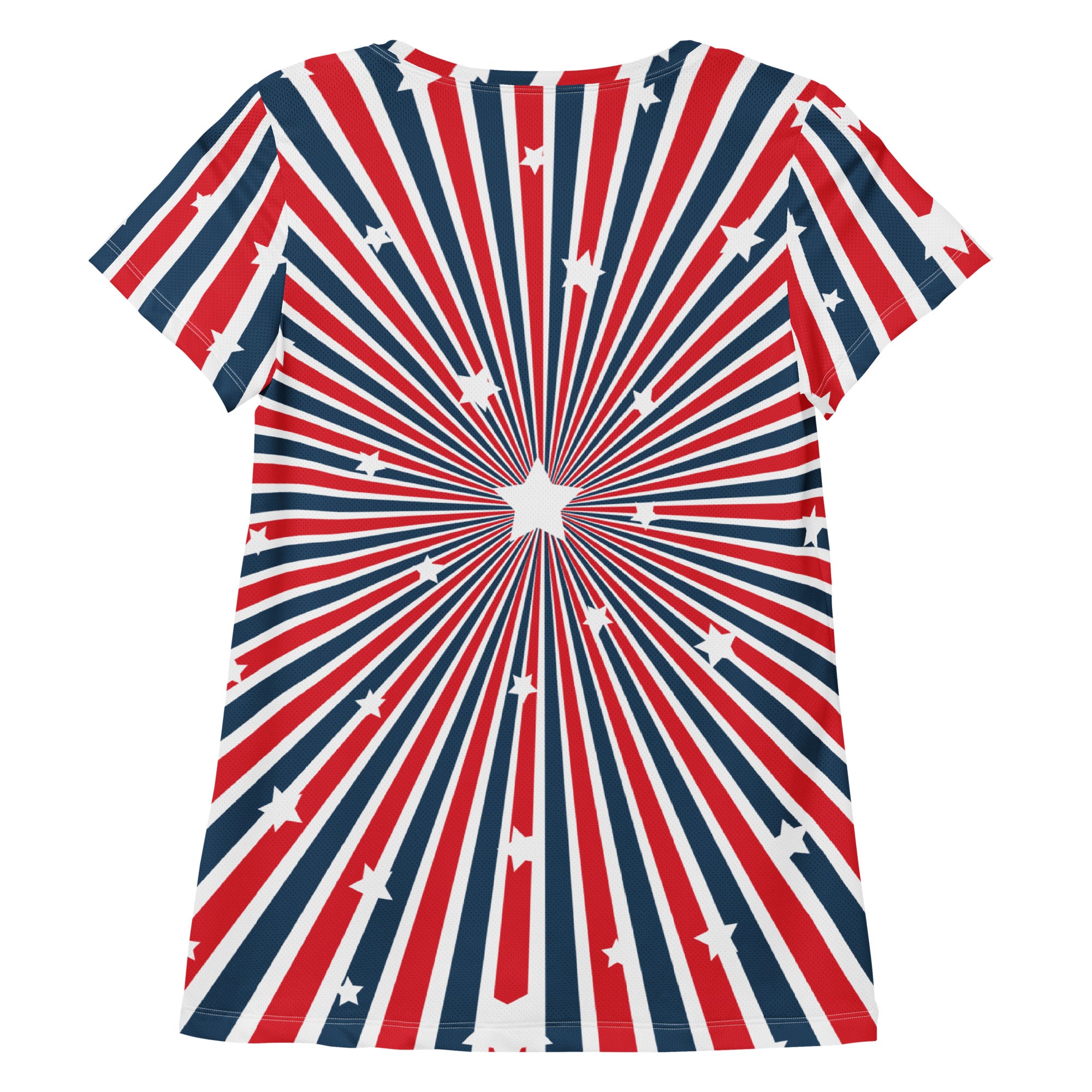 Women’s Patriotic Starburst Performance Athletic T-Shirt - Lightweight Moisture Wicking Workout Top with UPF 50+