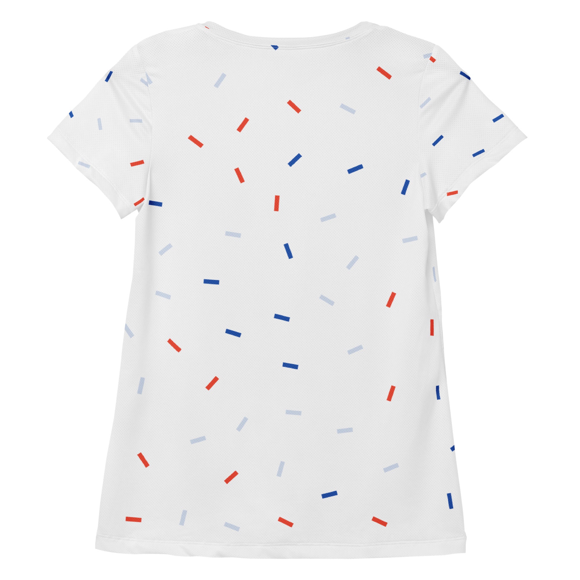 Women’s Patriotic Confetti Performance Athletic T-Shirt - Lightweight Moisture Wicking Workout Top with UPF 50+