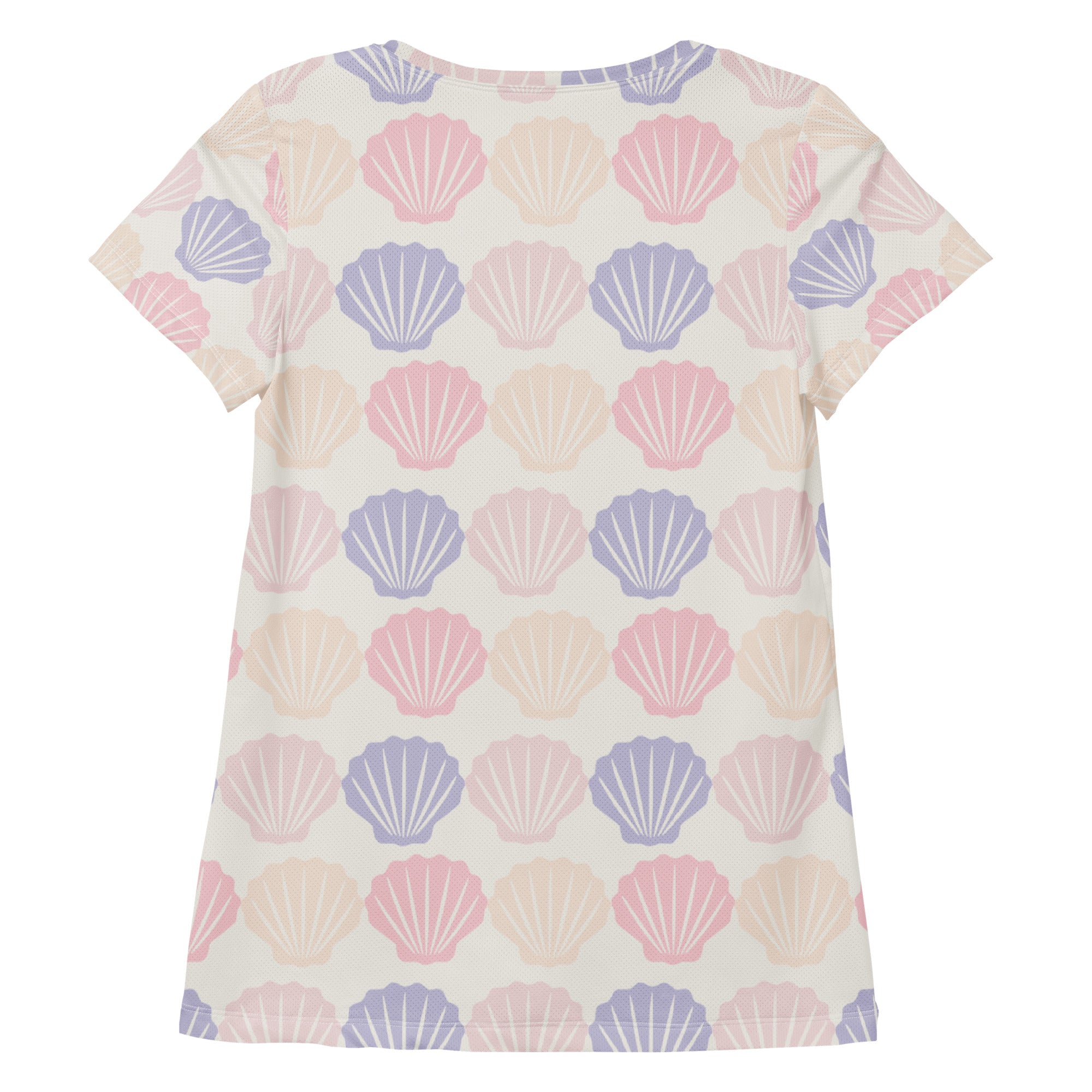 Women’s Pastel Seashell Performance Athletic T-Shirt - Lightweight Moisture Wicking Workout Top with UPF 50+