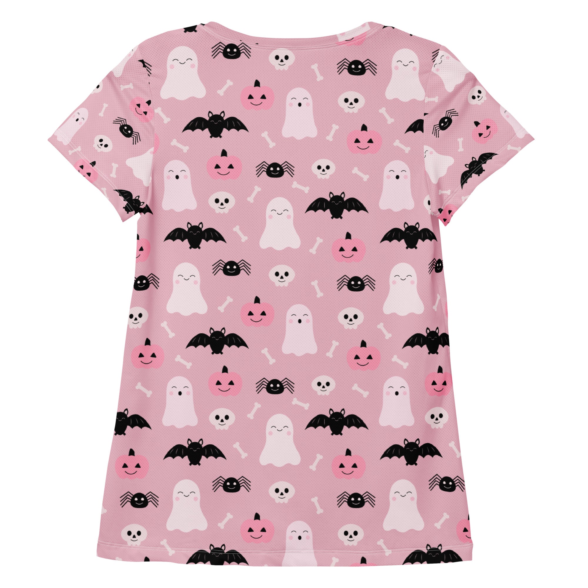 Women’s Pink Halloween Performance Athletic T-Shirt - Lightweight Moisture Wicking Workout Top with UPF 50+