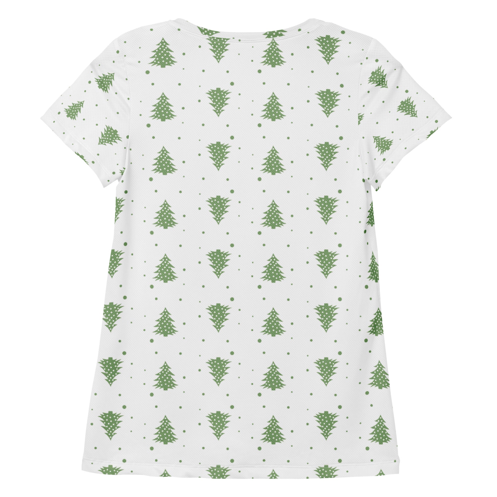 Women’s Green Christmas Tree Performance Athletic T-Shirt - Lightweight Moisture Wicking Workout Top with UPF 50+