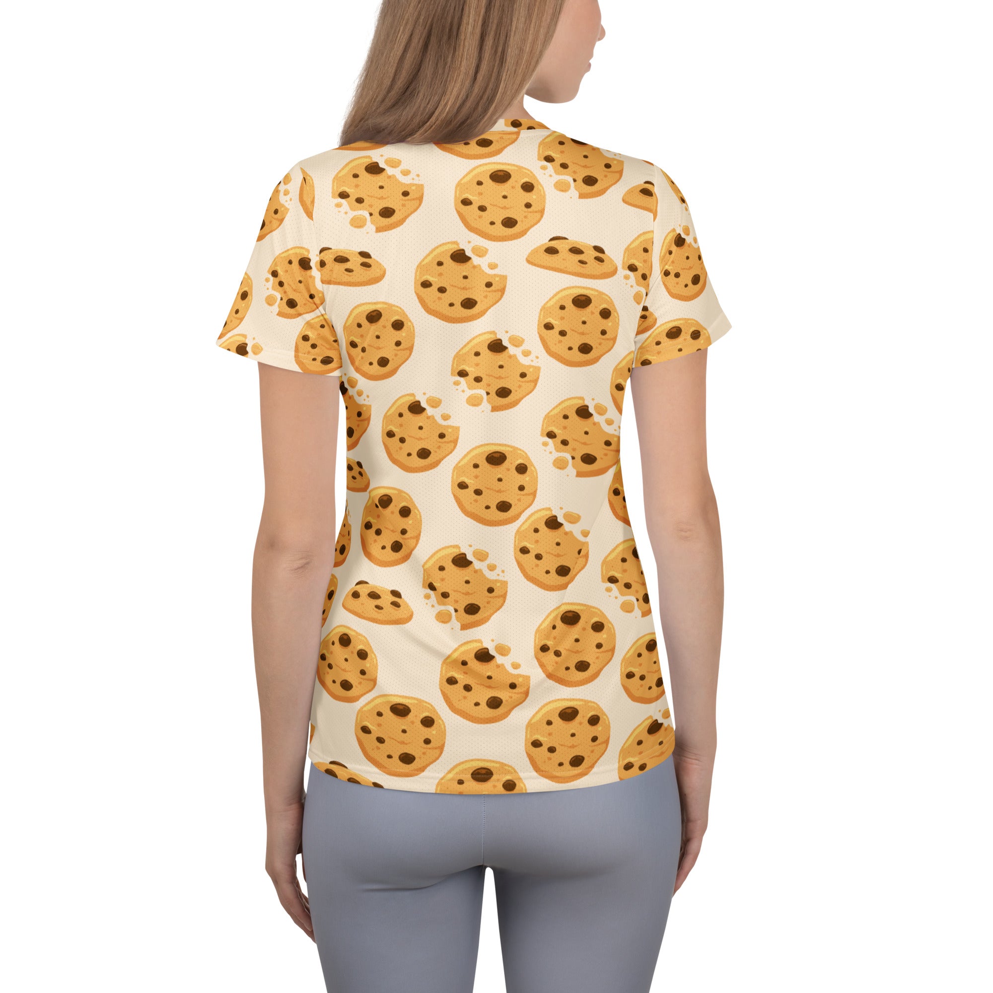 Women’s Chocolate Chip Cookie Performance Athletic T-Shirt - Lightweight Moisture Wicking Workout Top with UPF 50+