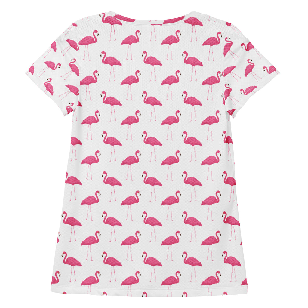 Women’s Pink Flamingo Performance Athletic T-Shirt - Lightweight Moisture Wicking Workout Top with UPF 50+