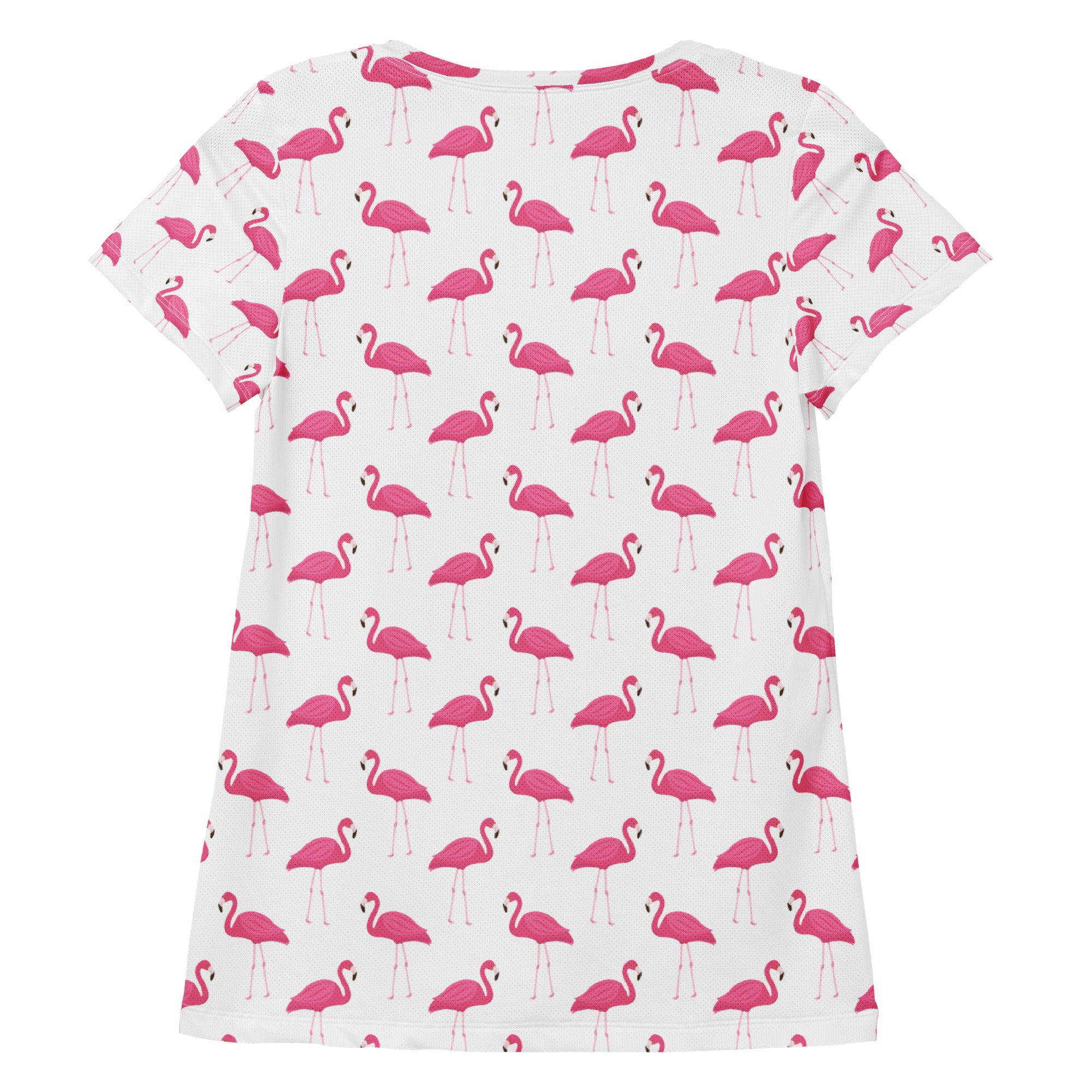 Women’s Pink Flamingo Performance Athletic T-Shirt - Lightweight Moisture Wicking Workout Top with UPF 50+