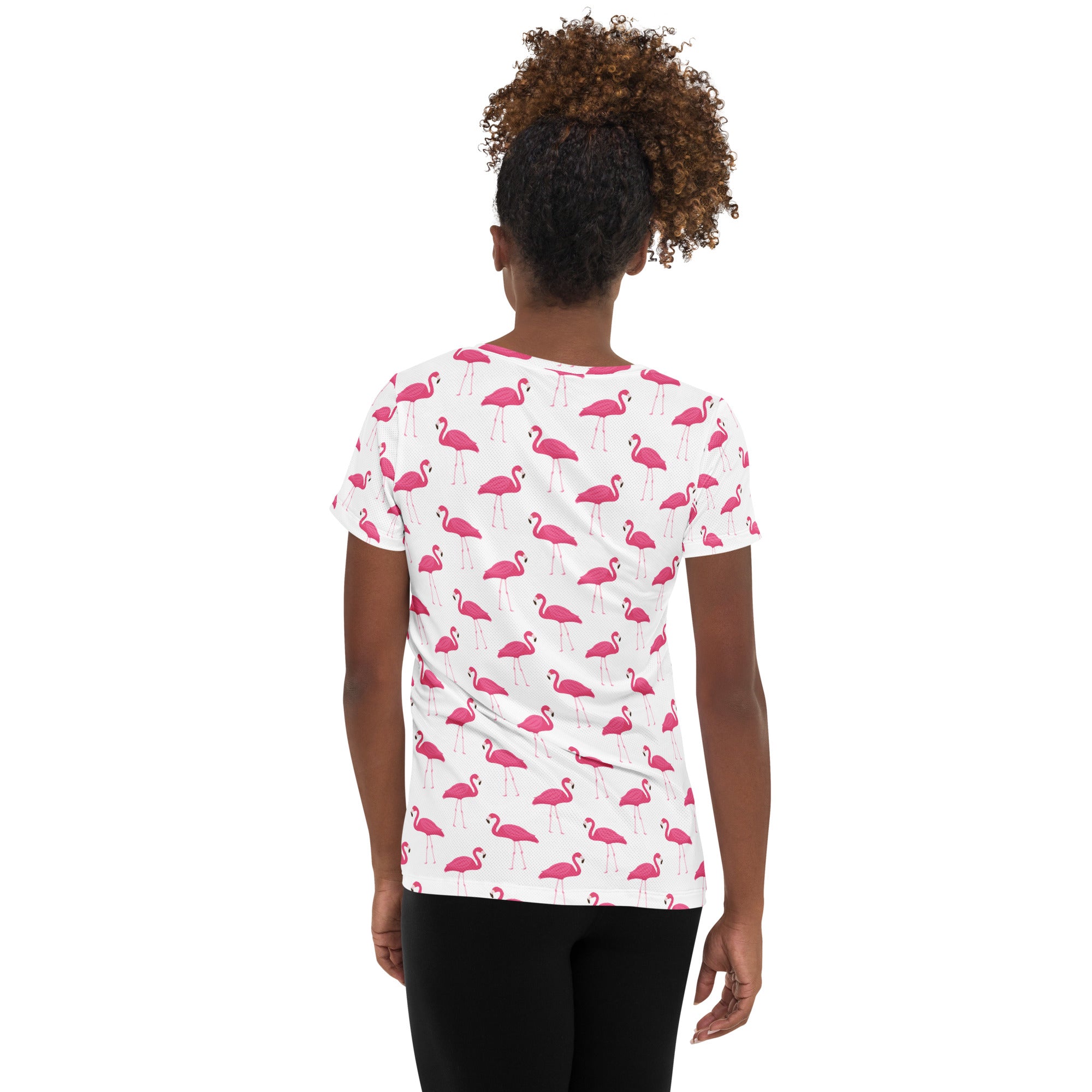 Women’s Pink Flamingo Performance Athletic T-Shirt - Lightweight Moisture Wicking Workout Top with UPF 50+