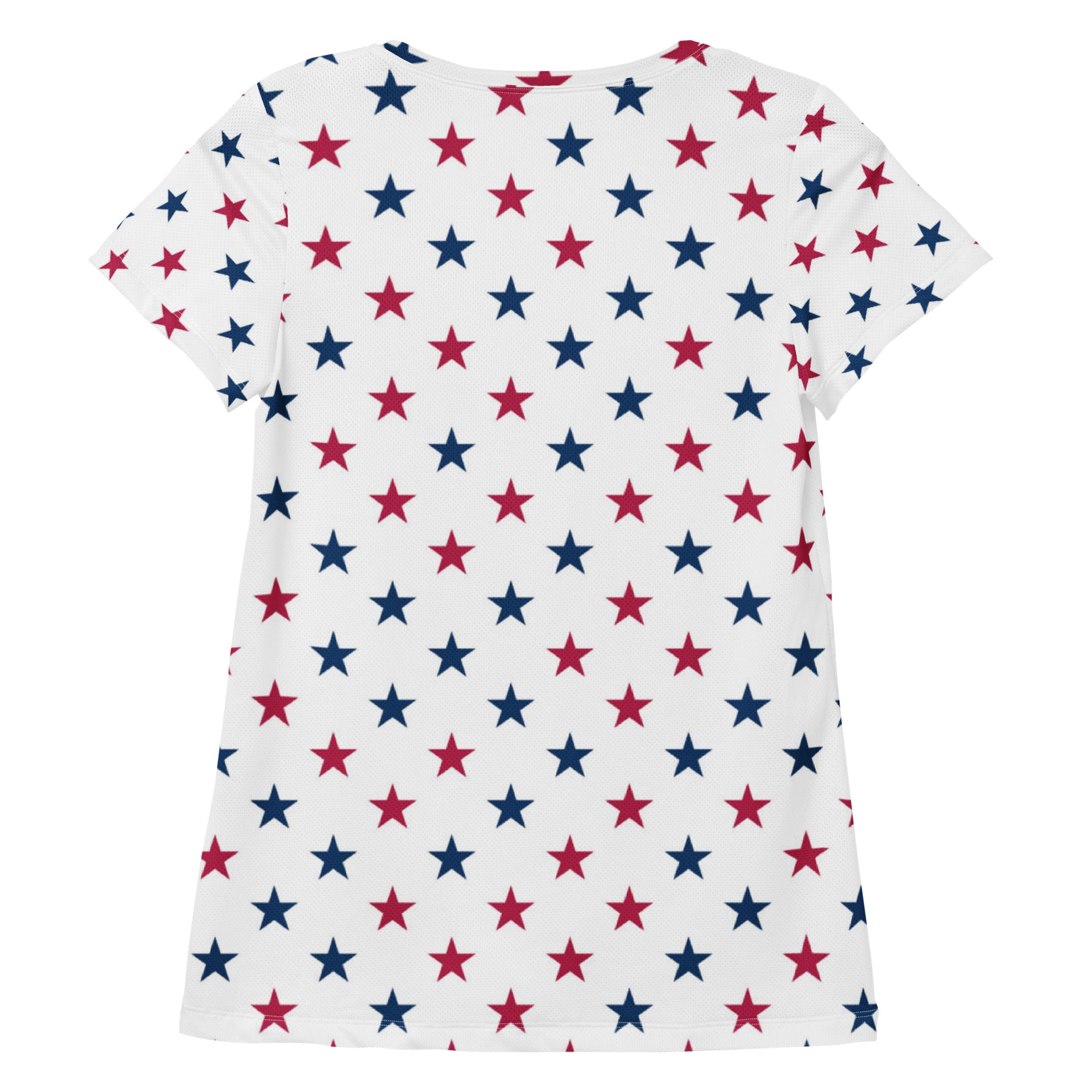 Women’s Red & Blue Star Performance Athletic T-Shirt - Lightweight Moisture Wicking Workout Top with UPF 50+