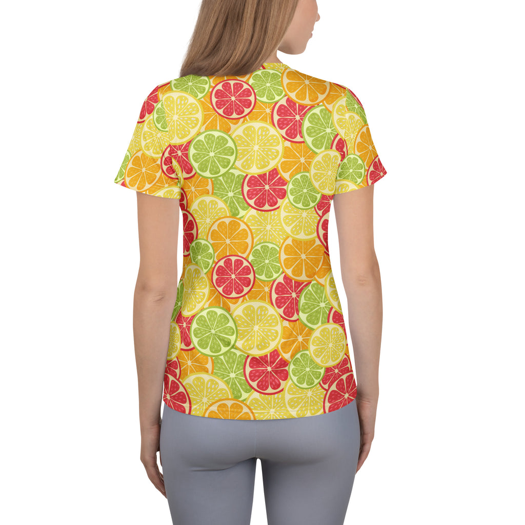 Women’s Colorful Citrus Performance Athletic T-Shirt - Lightweight Moisture Wicking Workout Top with UPF 50+