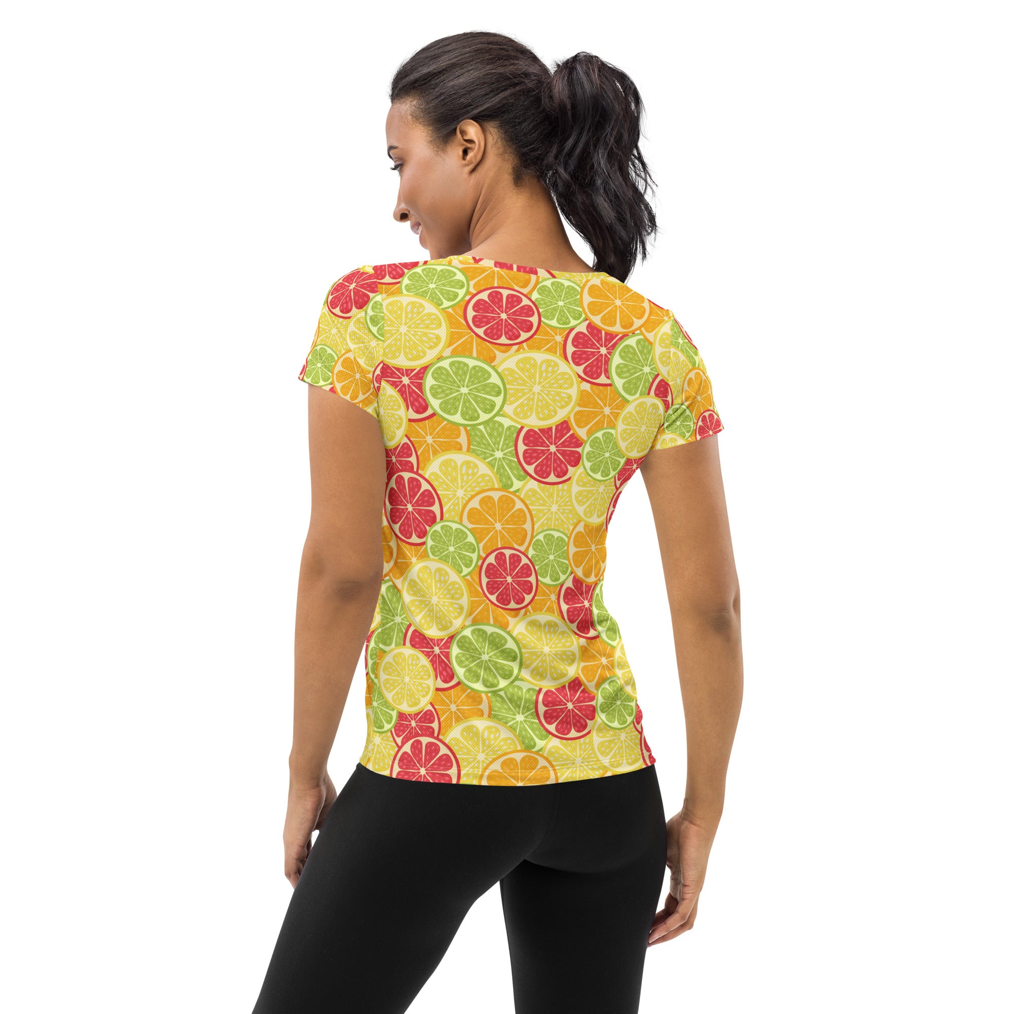 Women’s Colorful Citrus Performance Athletic T-Shirt - Lightweight Moisture Wicking Workout Top with UPF 50+