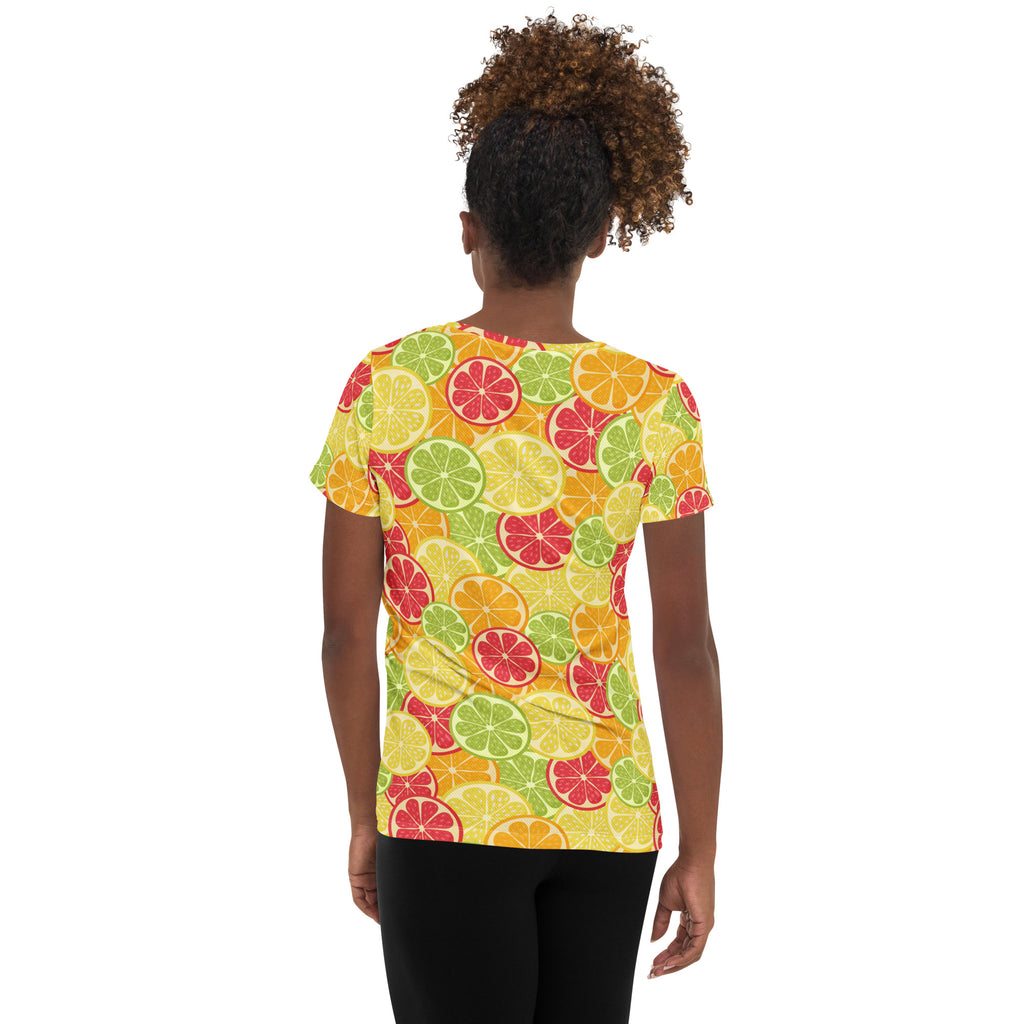 Women’s Colorful Citrus Performance Athletic T-Shirt - Lightweight Moisture Wicking Workout Top with UPF 50+