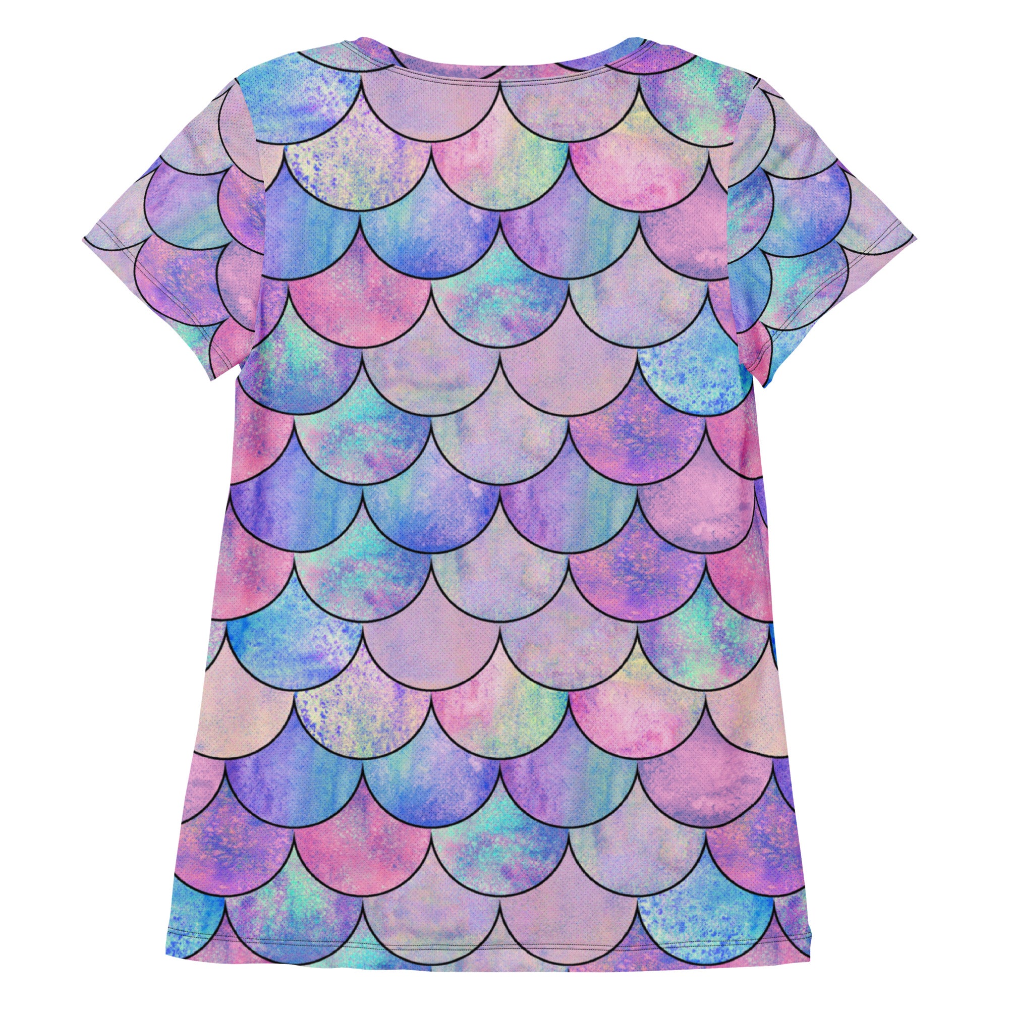 Women’s Pastel Mermaid Performance Athletic T-Shirt - Lightweight Moisture Wicking Workout Top with UPF 50+