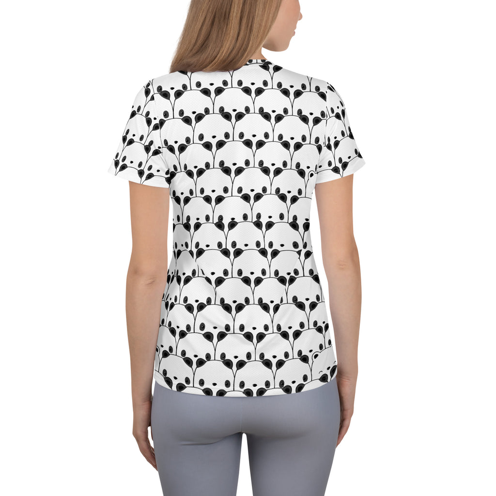 Women’s Cute Panda Performance Athletic T-Shirt - Lightweight Moisture Wicking Workout Top with UPF 50+