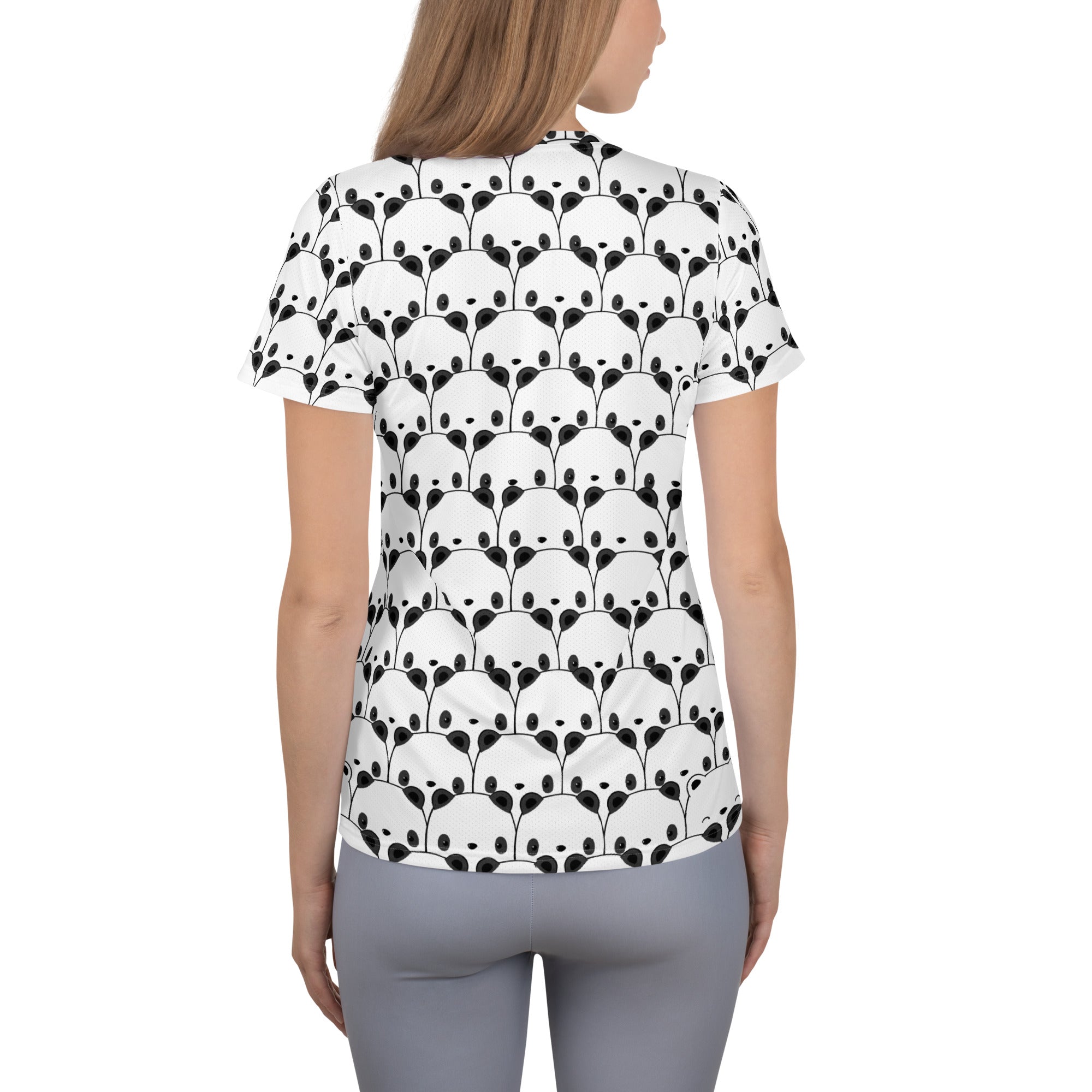 Women’s Cute Panda Performance Athletic T-Shirt - Lightweight Moisture Wicking Workout Top with UPF 50+