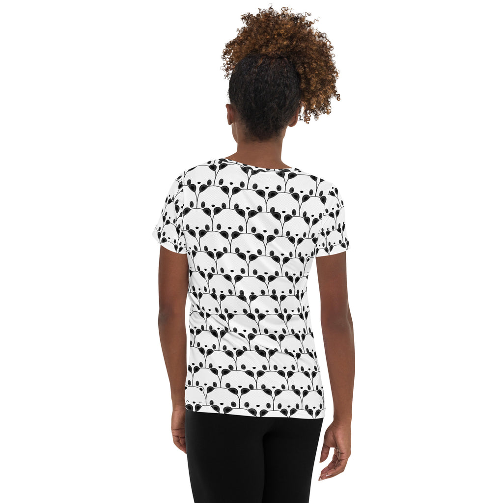 Women’s Cute Panda Performance Athletic T-Shirt - Lightweight Moisture Wicking Workout Top with UPF 50+