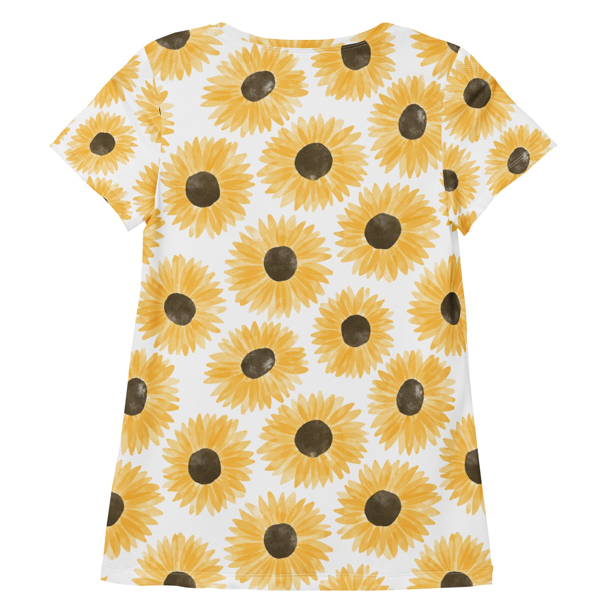 Women’s Sunflower Performance Athletic T-Shirt - Lightweight Moisture Wicking Workout Top with UPF 50+