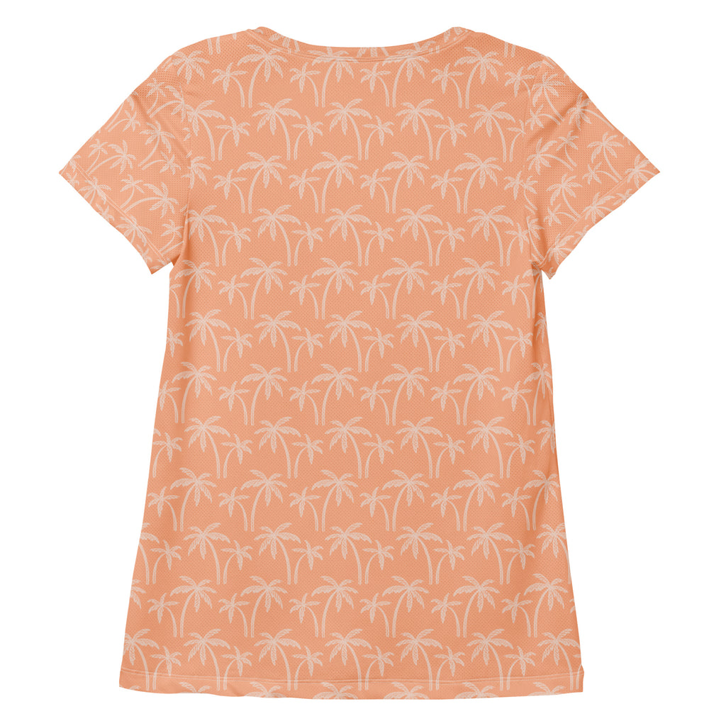 Women’s Peach Palm Performance Athletic T-Shirt - Lightweight Moisture Wicking Workout Top with UPF 50+