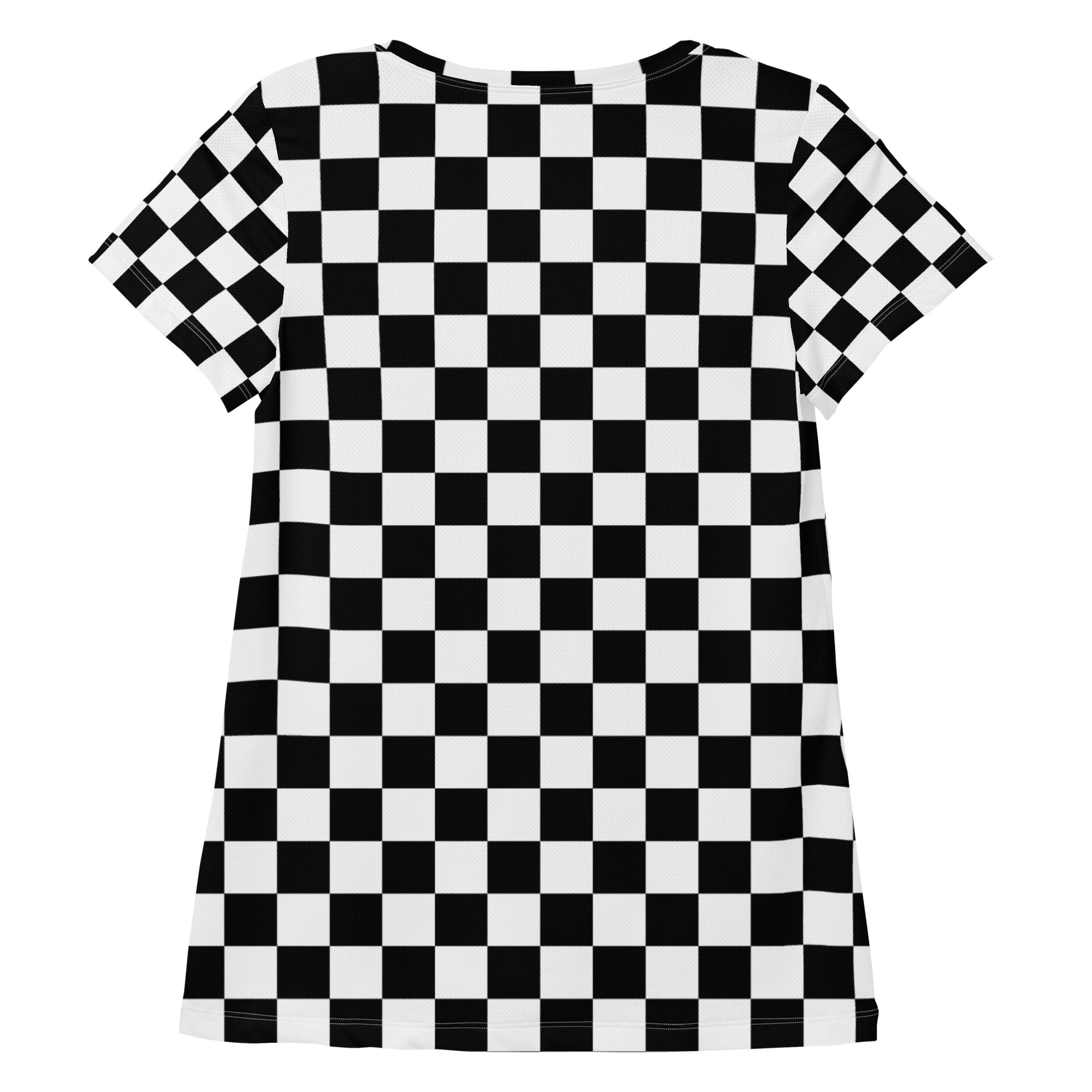 Women’s Checkered Athletic T-Shirt - Lightweight Moisture Wicking Workout Top with UPF 50+