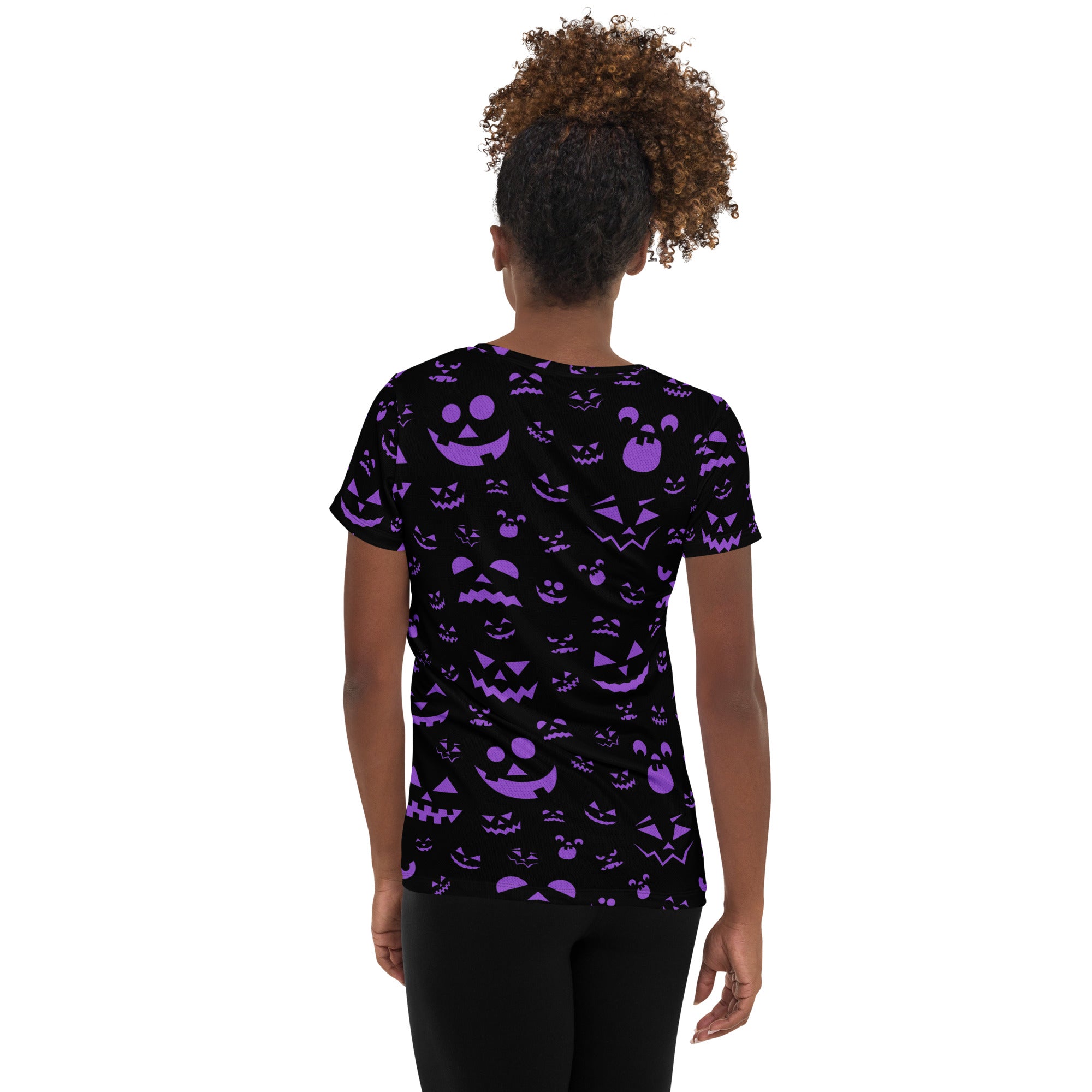 Women’s Purple Jack-O'-Lantern Athletic T-Shirt - Lightweight Moisture Wicking Workout Top with UPF 50+