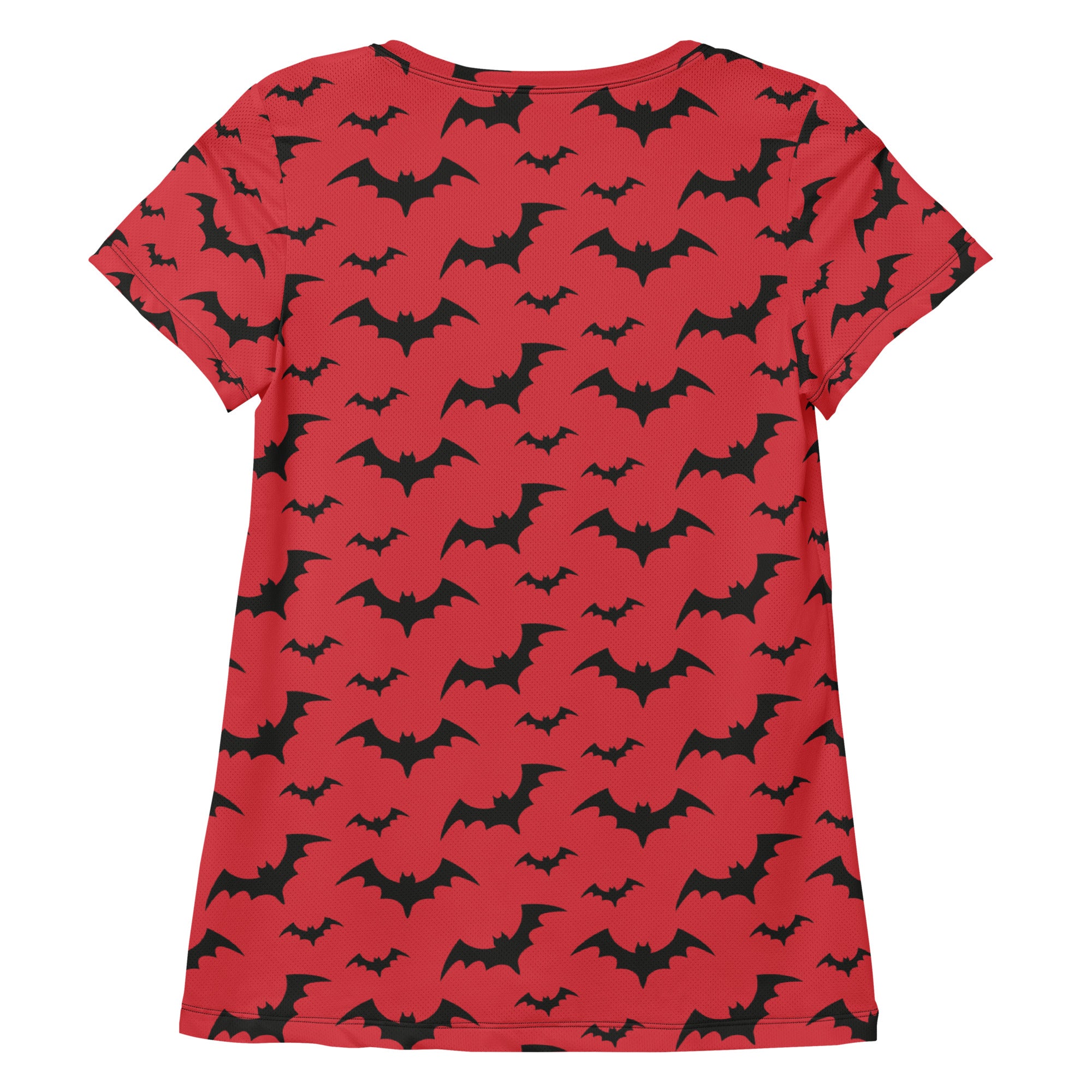 Women’s Red Bats Halloween Performance Athletic T-Shirt - Lightweight Moisture Wicking Workout Top with UPF 50+