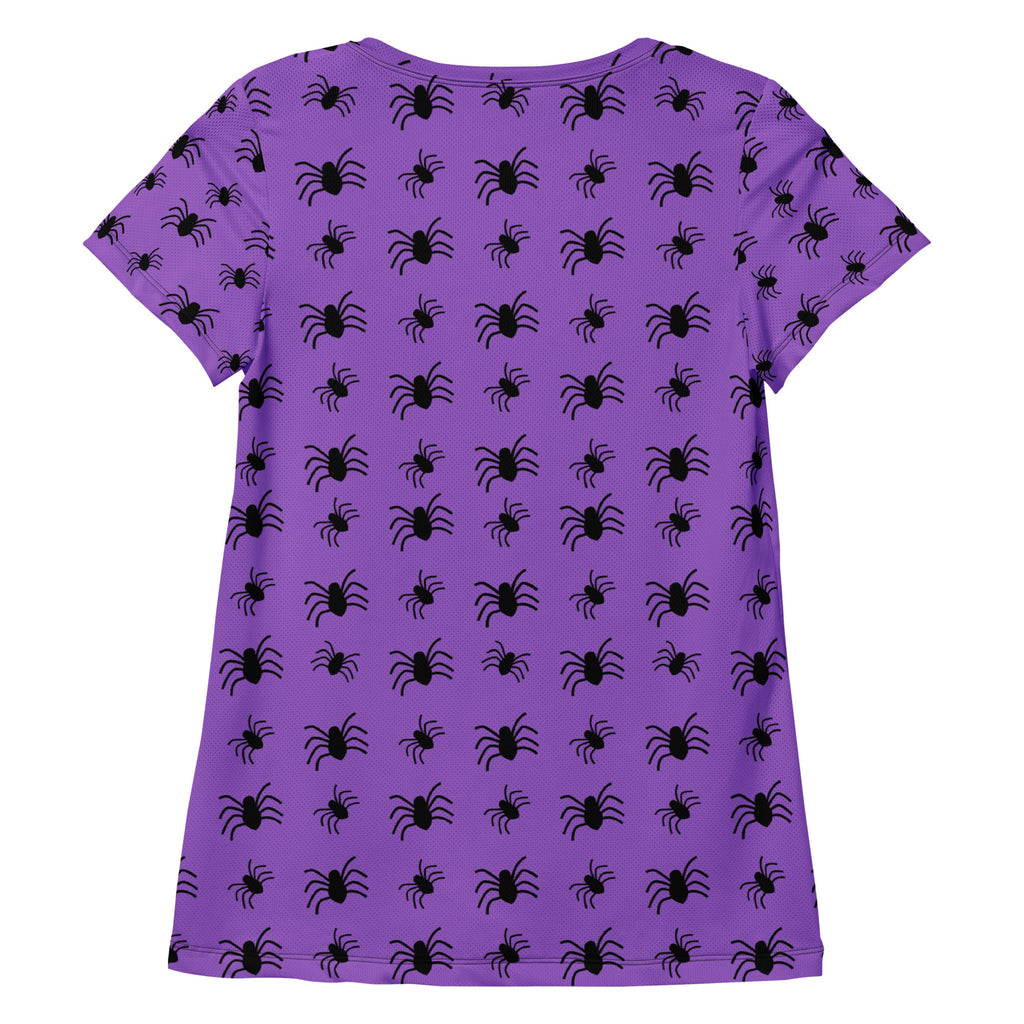 Women’s Purple Spider Halloween Athletic T-Shirt - Lightweight Moisture Wicking Workout Top with UPF 50+